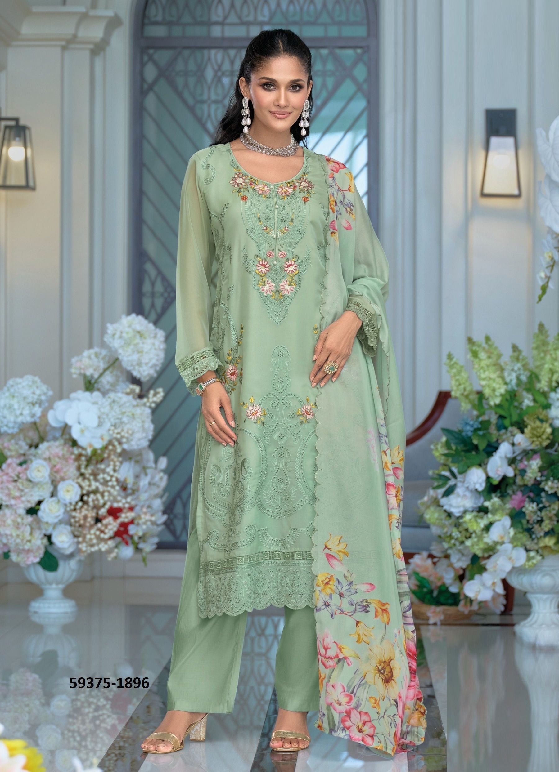 ERINA - Catalog # 59375 (Set of 3 Readymade Salwar Suits) by Brand ZAVERI WOMAN