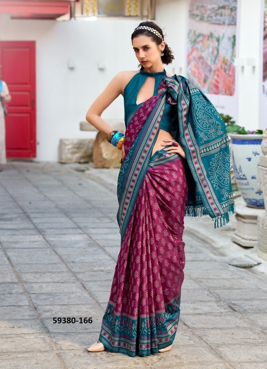 TAJ MAHAL 2 - Catalog # 59380 (Set of 8 Sarees) by Brand MEHERIYA