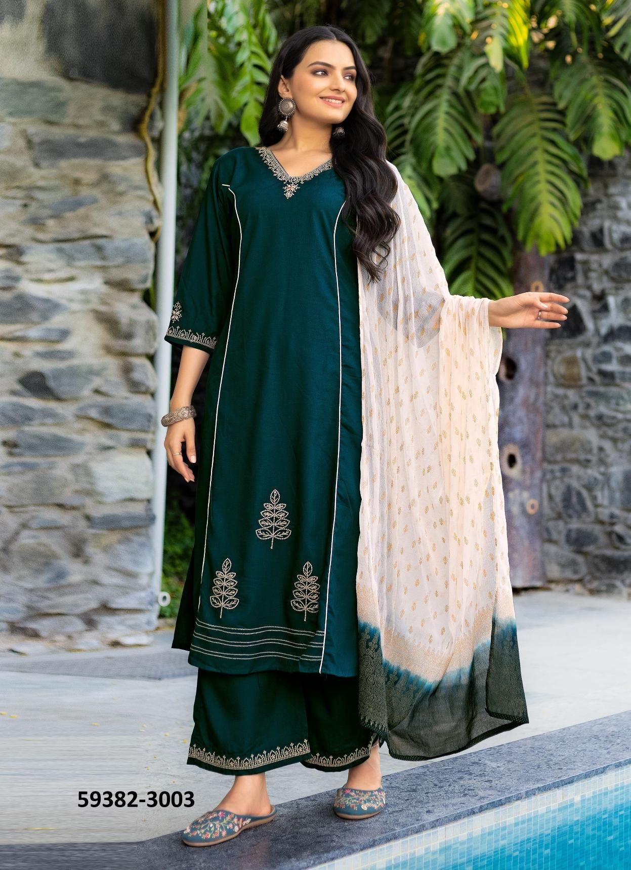 AMRITA - Catalog # 59382 (Set of 6 Readymade Salwar Suits) by Brand KADLEE FASHION