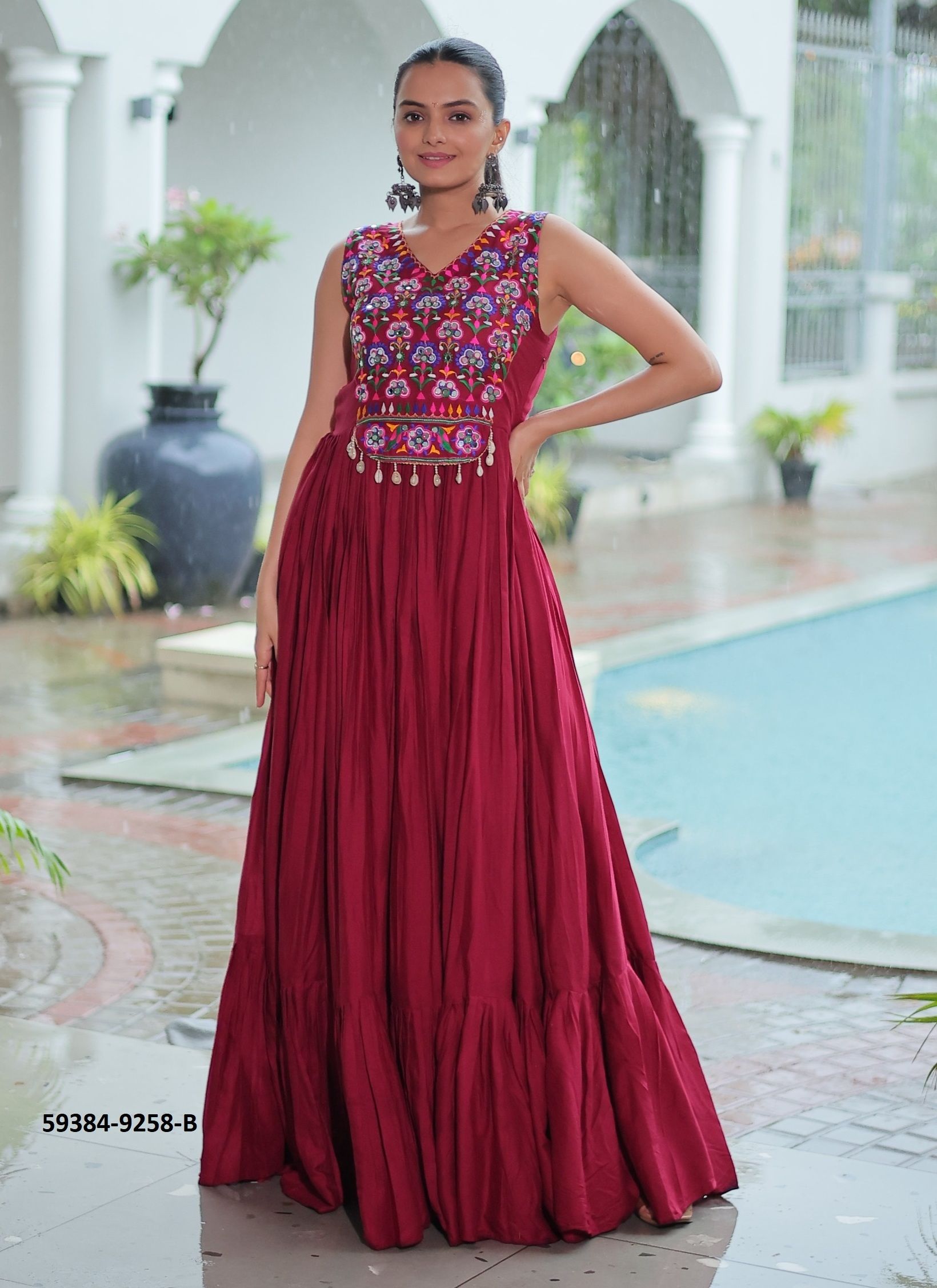 NAVRATRI SERIES 9258 - Catalog # 59384 (Set of 2 Readymade Gowns) by Brand MEHERIYA