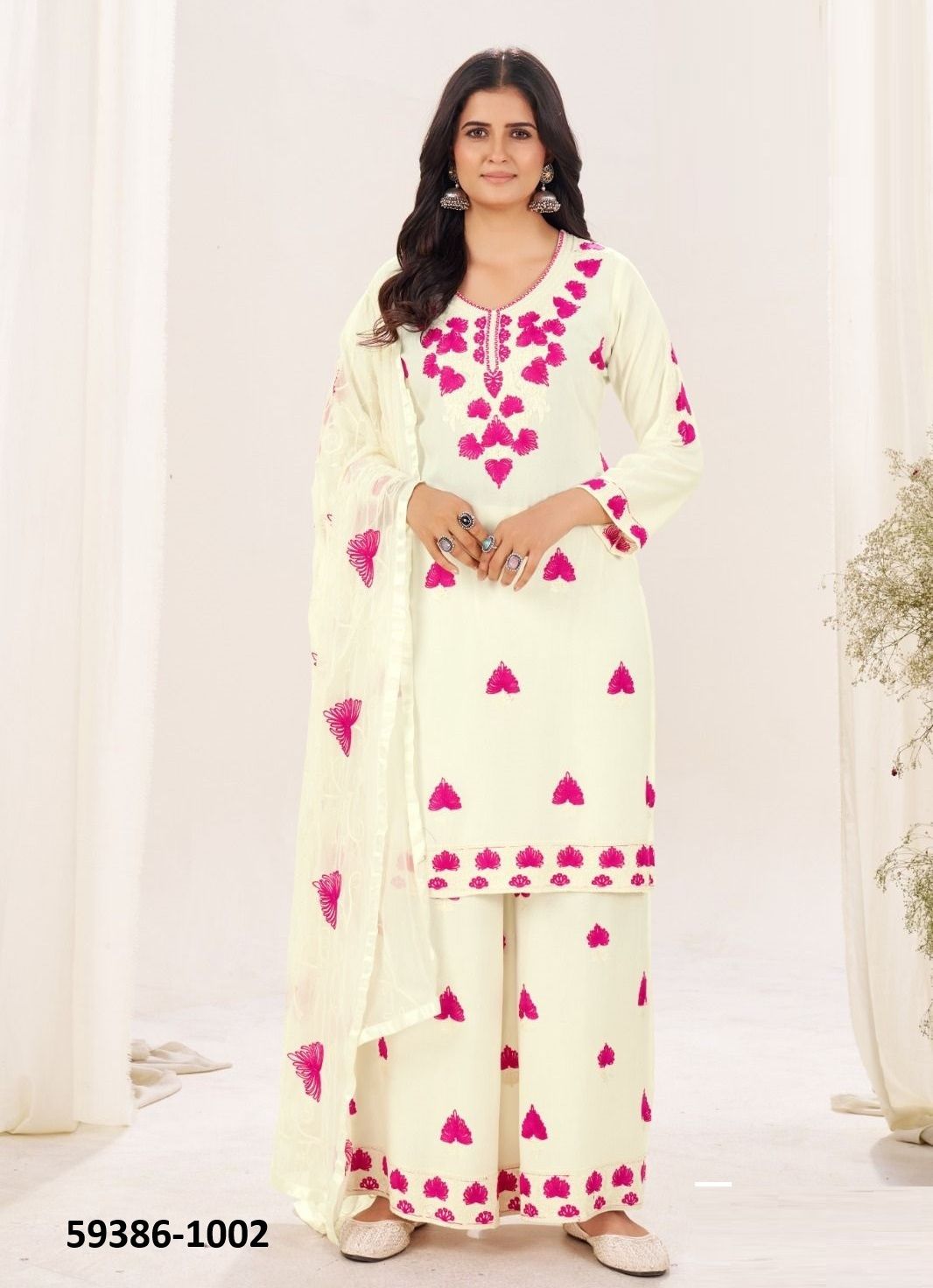 PINK LOTUS - Catalog # 59386 (Set of 4 Readymade Salwar Suits) by Brand AABHARAN