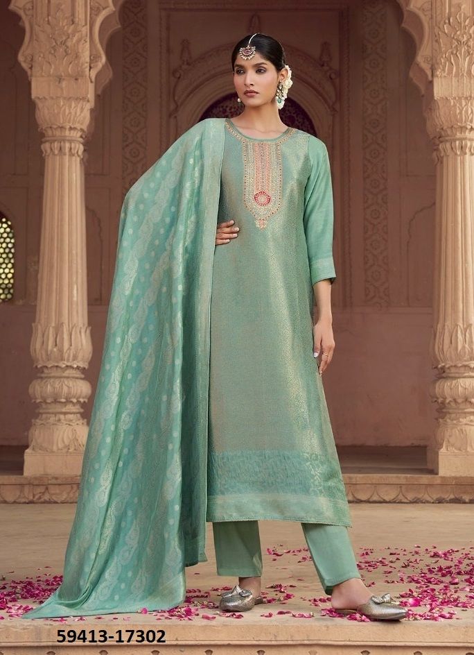 DEBOTRI 2 - Catalog # 59413 (Set of 6 Semi-Stitched / Un-Stitched Suits) by Brand KALARANG