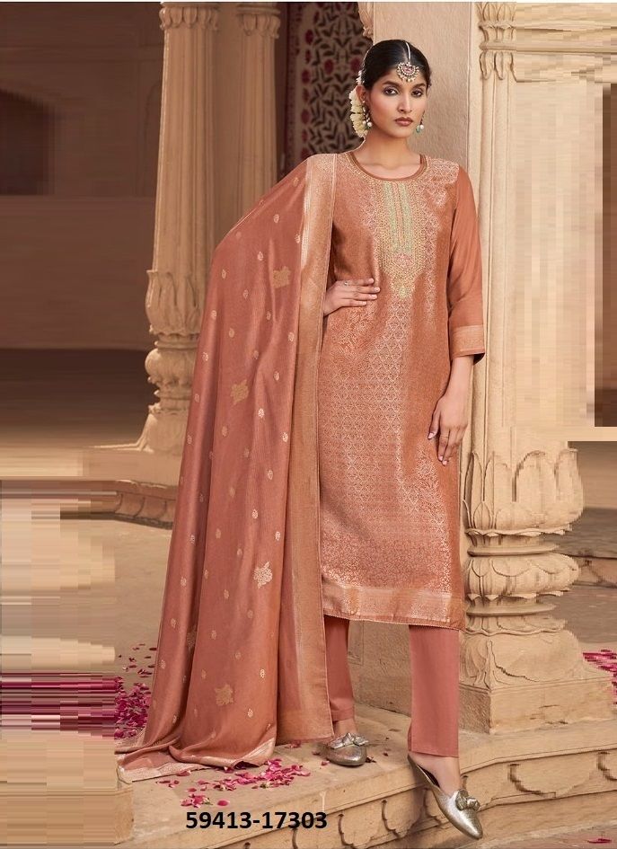 DEBOTRI 2 - Catalog # 59413 (Set of 6 Semi-Stitched / Un-Stitched Suits) by Brand KALARANG