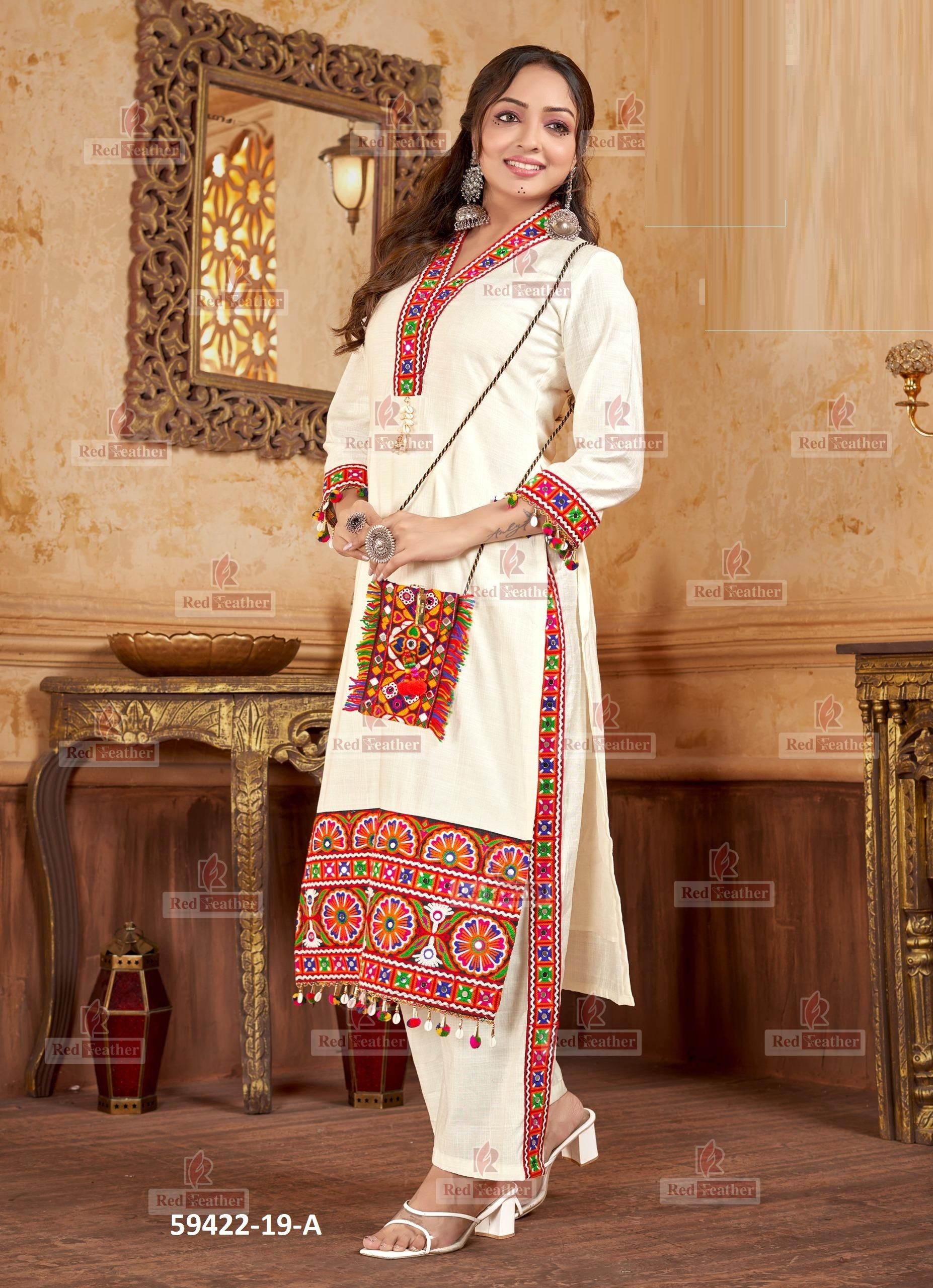 NAVRATRI CO-ORD SETS - Catalog # 59422 (Set of 7 SIZE-SETS [Tops With Bottoms]) by Brand RED FEATHER
