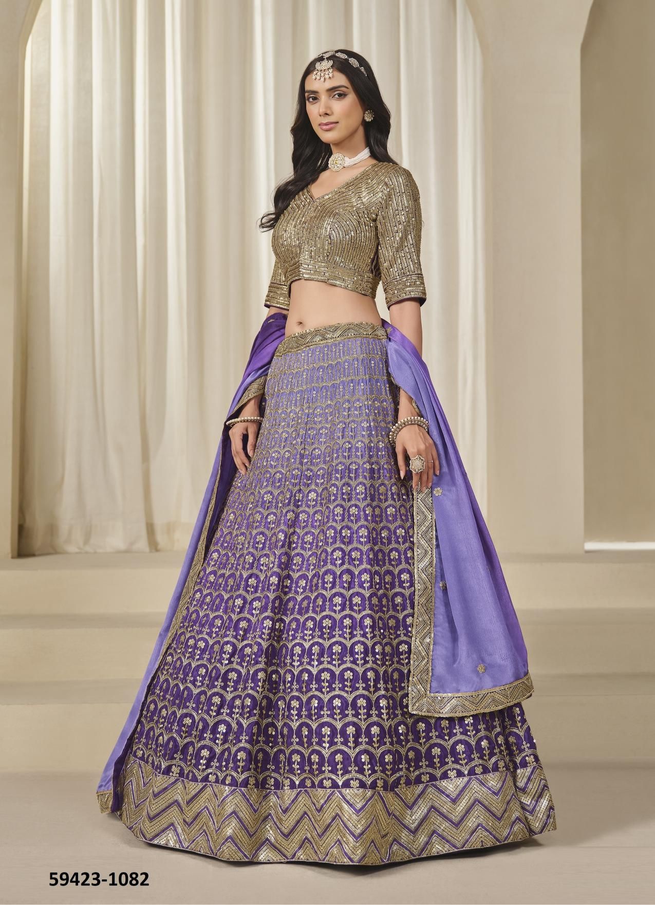 KARISHMA 18 - Catalog # 59423 (Set of 4 Semi-Stitched Lehengas) by Brand AABHARAN