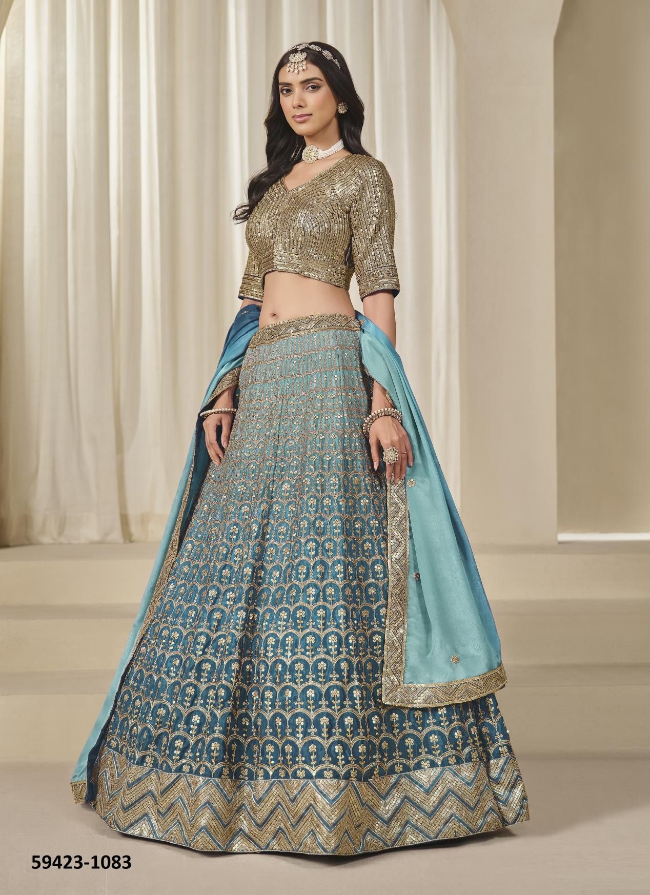 KARISHMA 18 - Catalog # 59423 (Set of 4 Semi-Stitched Lehengas) by Brand AABHARAN