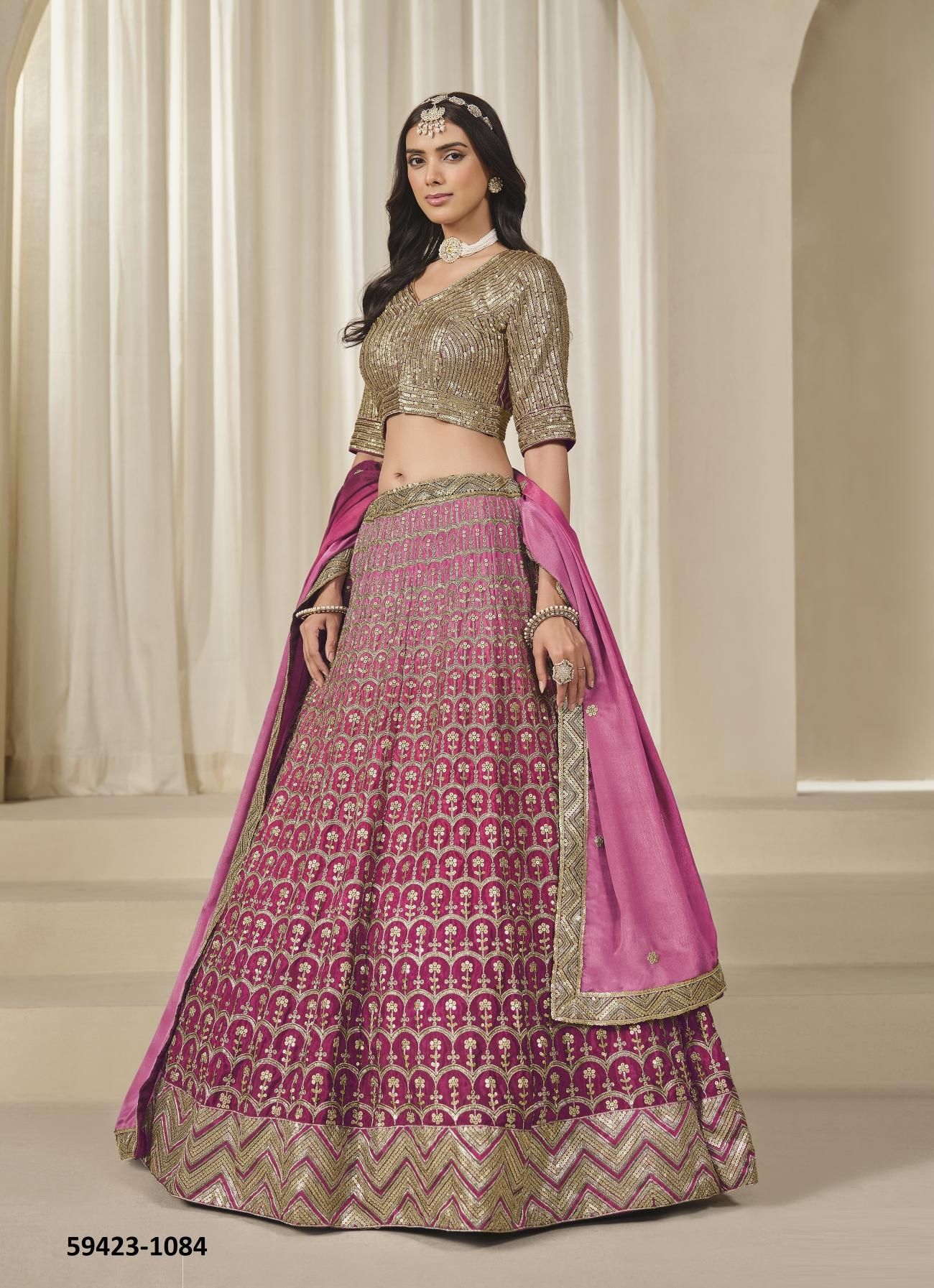 KARISHMA 18 - Catalog # 59423 (Set of 4 Semi-Stitched Lehengas) by Brand AABHARAN