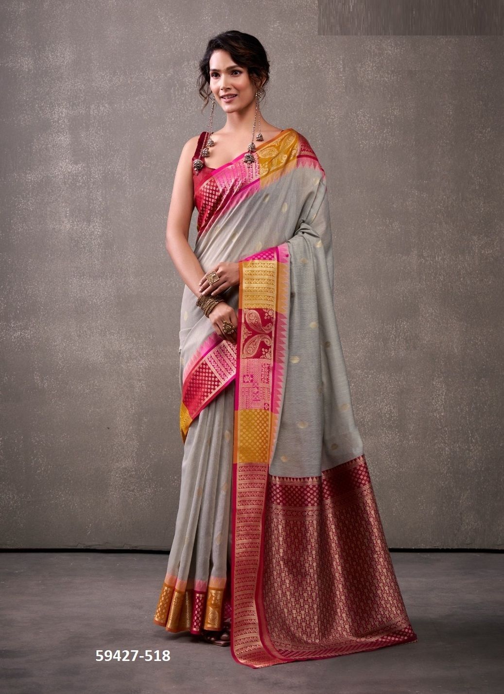 TUTI FRUTI SILK - Catalog # 59427 (Set of 6 Sarees) by Brand DESI MUSE