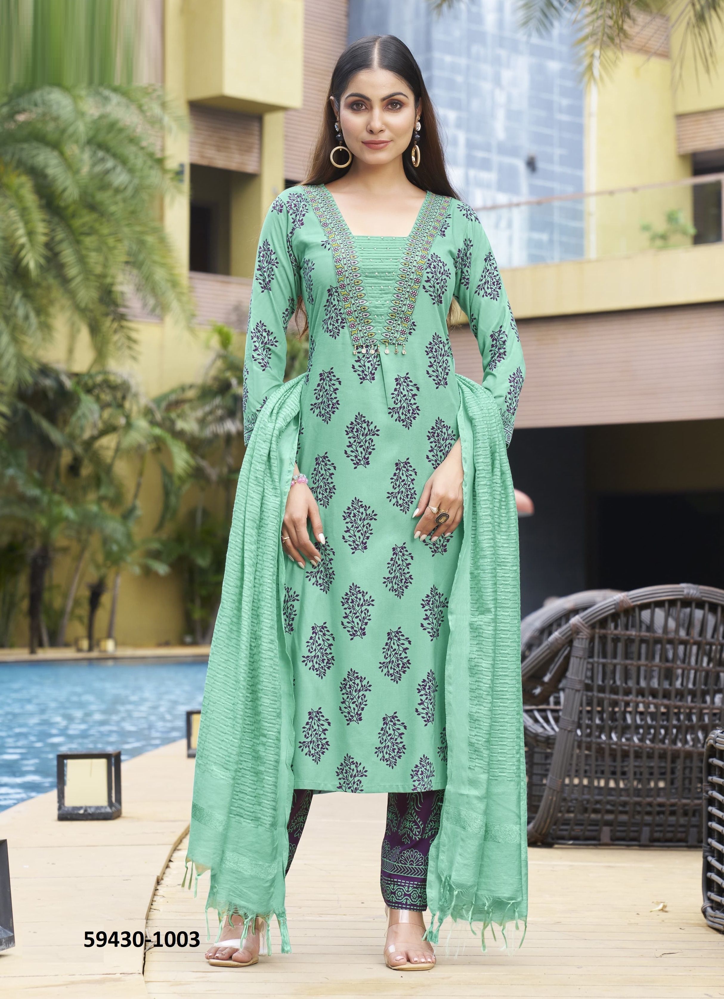 KAIRAA - Catalog # 59430 (Set of 6 Readymade Salwar Suits) by Brand WOODEE AHMEDABAD