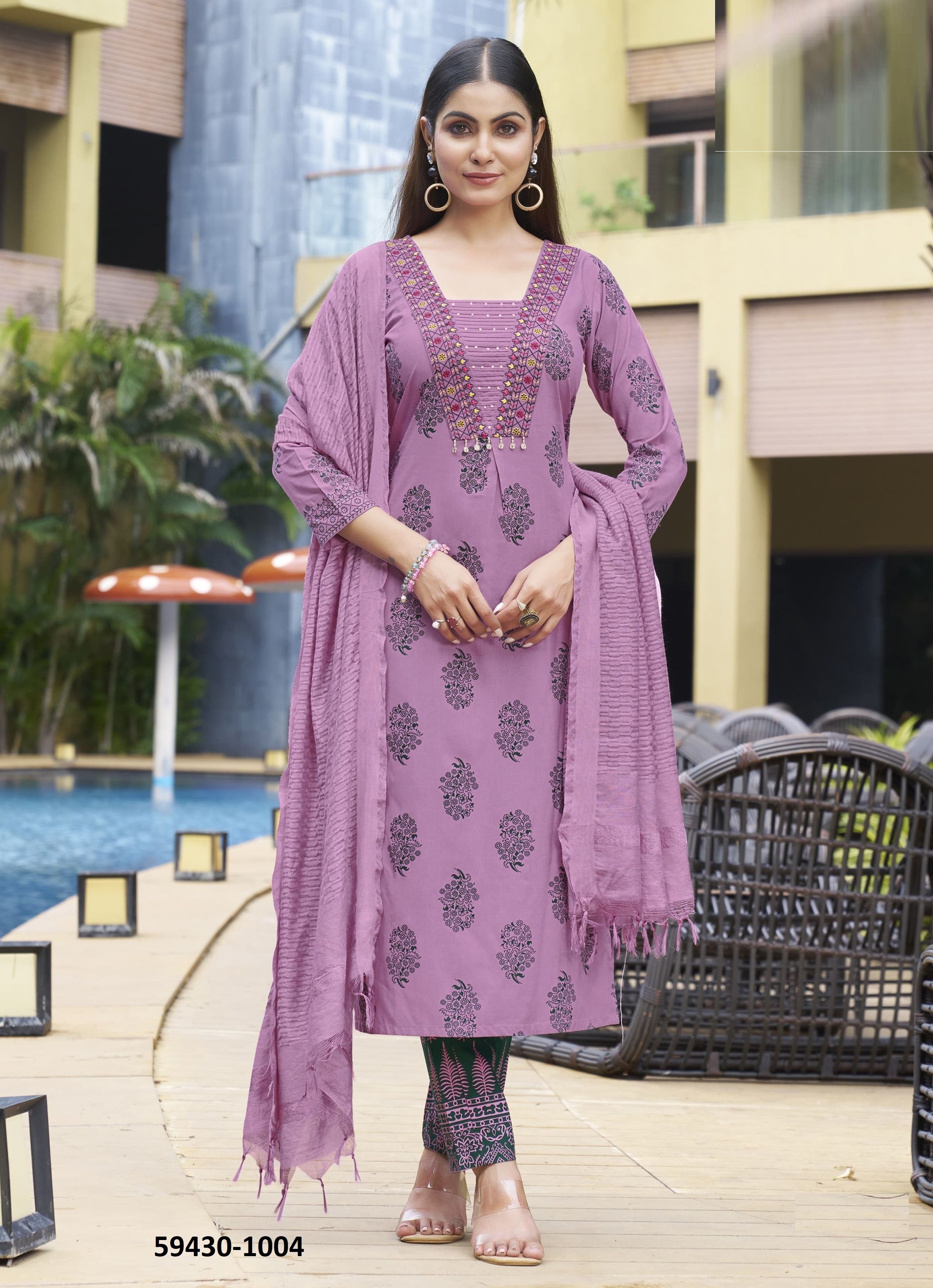 KAIRAA - Catalog # 59430 (Set of 6 Readymade Salwar Suits) by Brand WOODEE AHMEDABAD