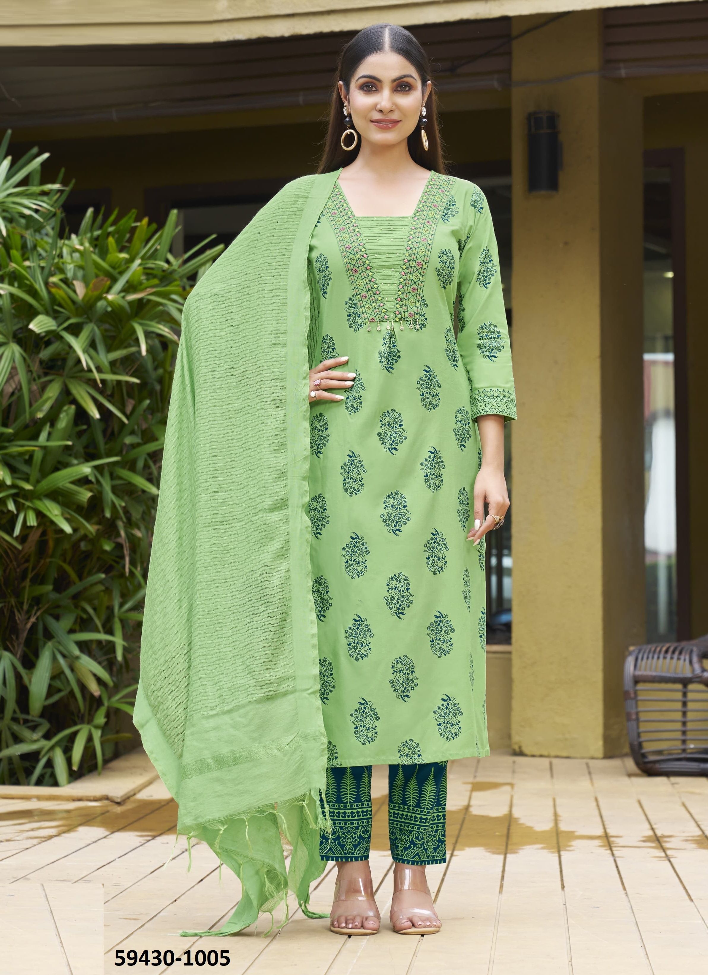 KAIRAA - Catalog # 59430 (Set of 6 Readymade Salwar Suits) by Brand WOODEE AHMEDABAD