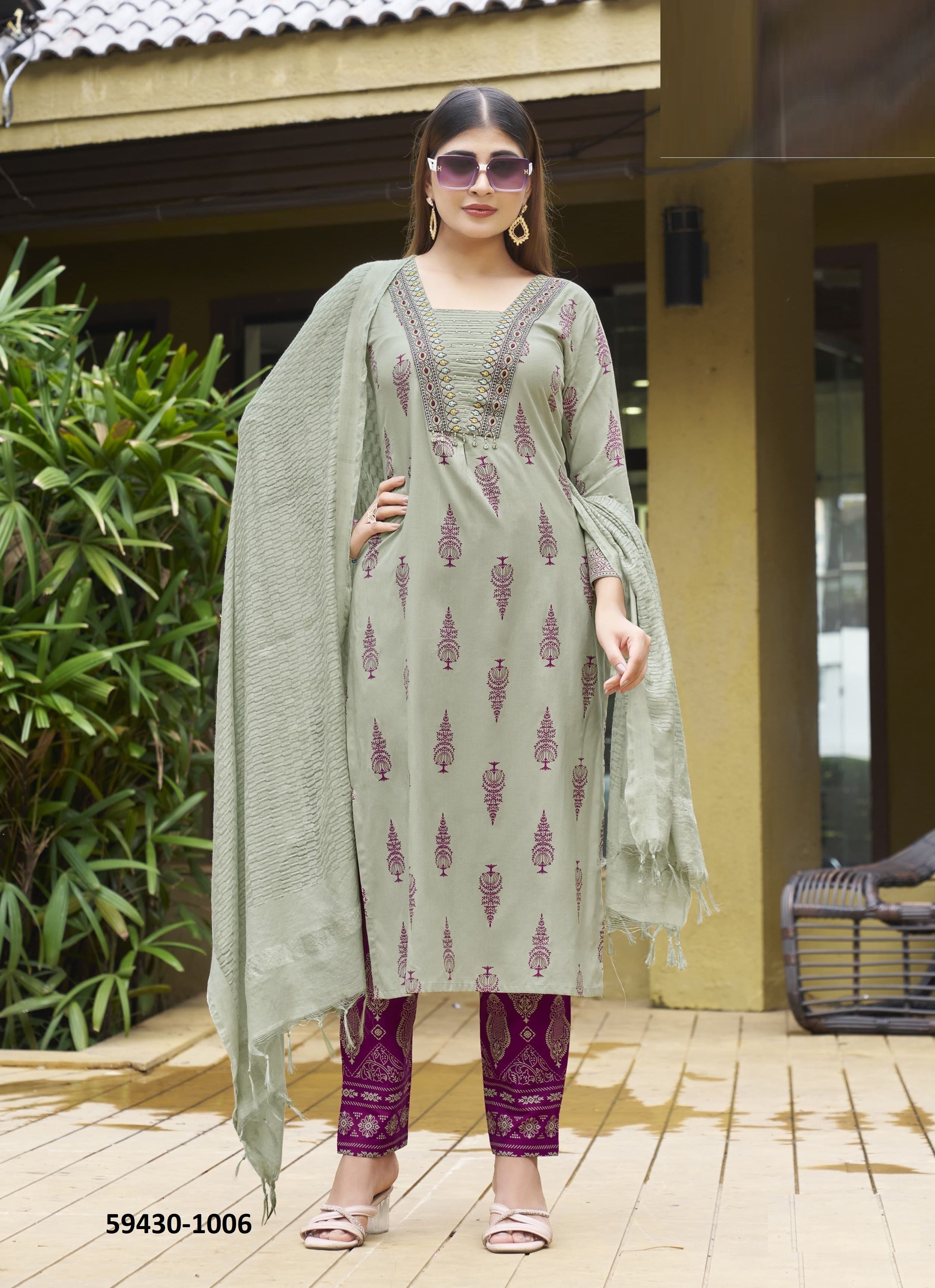KAIRAA - Catalog # 59430 (Set of 6 Readymade Salwar Suits) by Brand WOODEE AHMEDABAD
