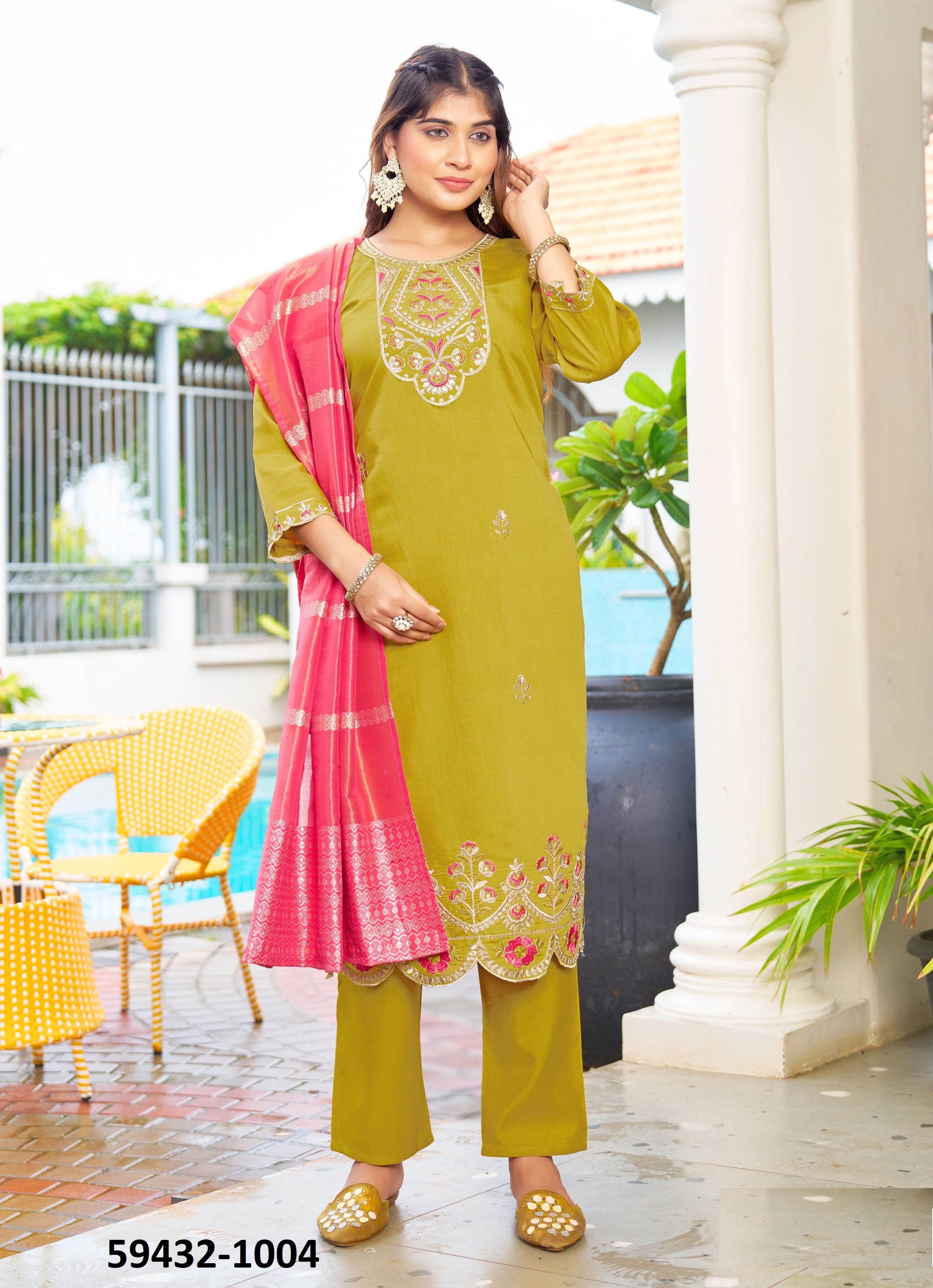 MAHEK - Catalog # 59432 (Set of 6 Readymade Salwar Suits) by Brand OSSM
