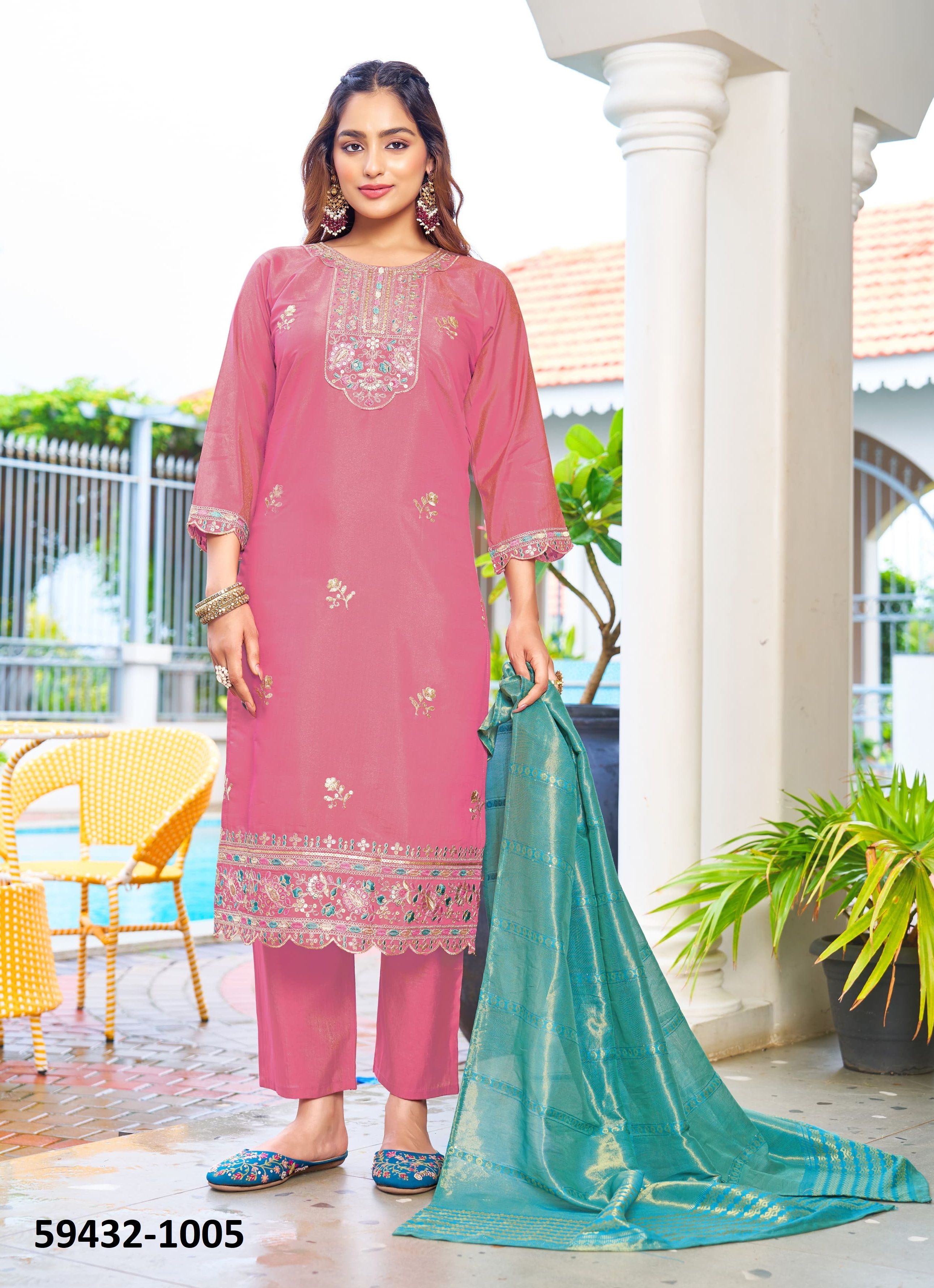 MAHEK - Catalog # 59432 (Set of 6 Readymade Salwar Suits) by Brand OSSM