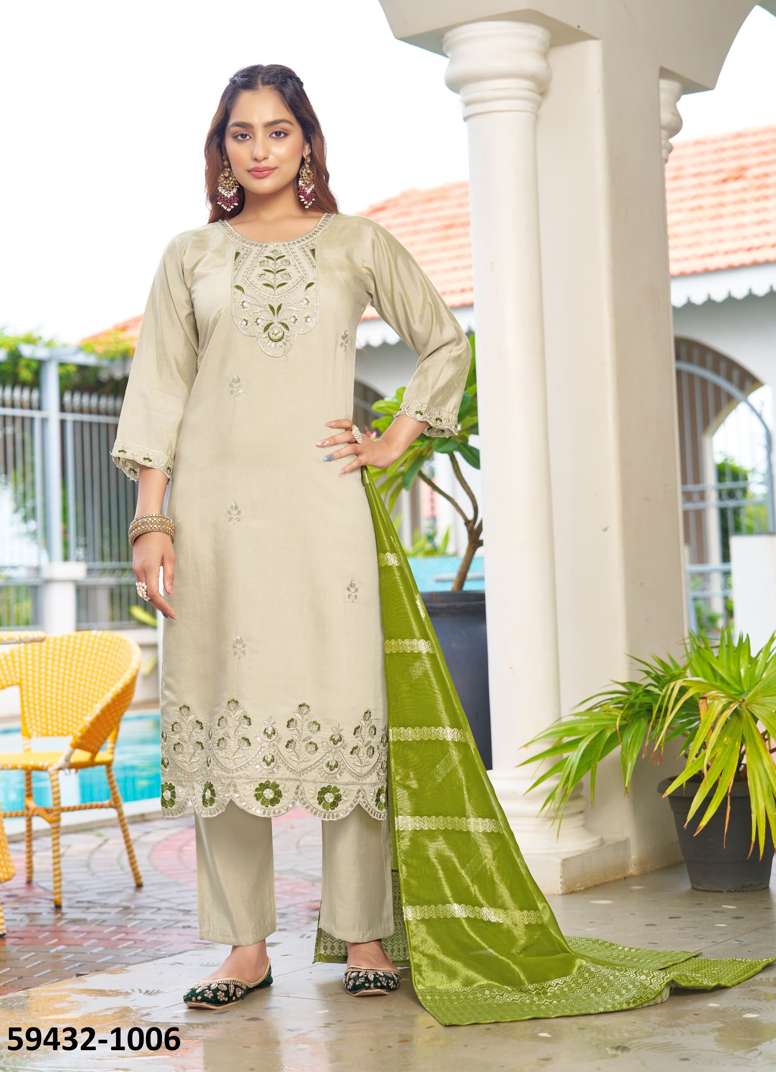 MAHEK - Catalog # 59432 (Set of 6 Readymade Salwar Suits) by Brand OSSM