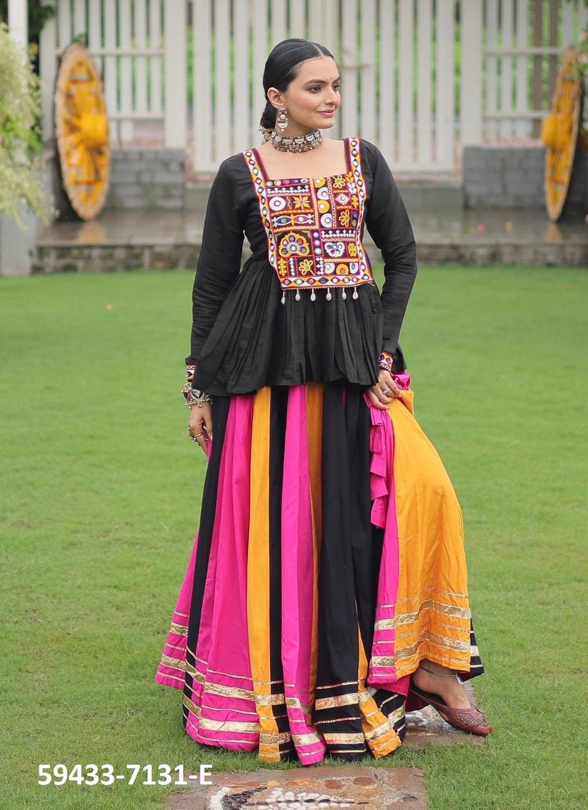 NAVRATRI CO-ORD SETS 7131 - Catalog # 59433 (Set of 5 Tops With Bottoms) by Brand MEHERIYA