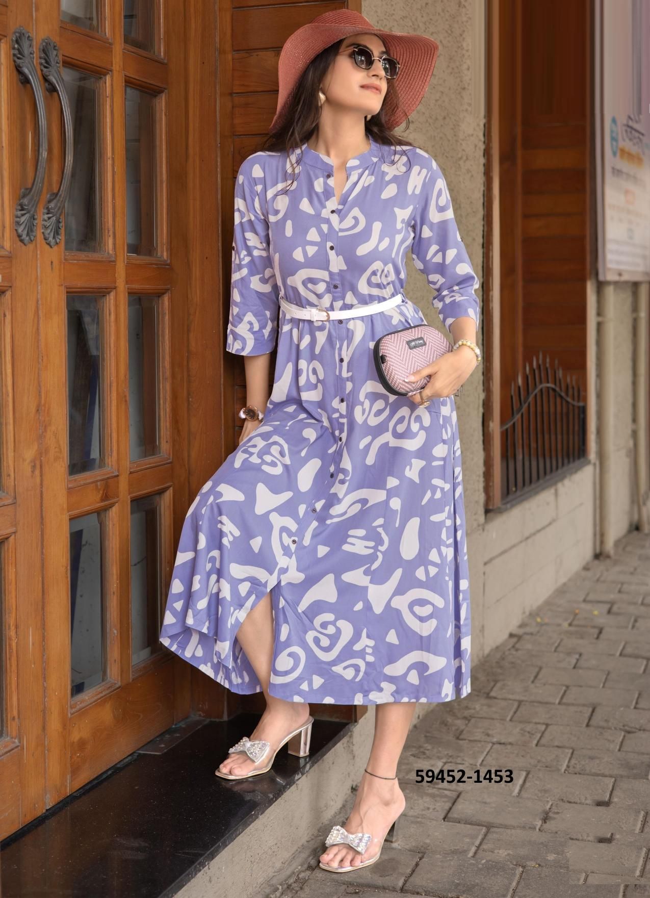BELT 22 - Catalog # 59452 (Set of 6 Readymade Women's Kurtis / Tops) by Brand MITTOO