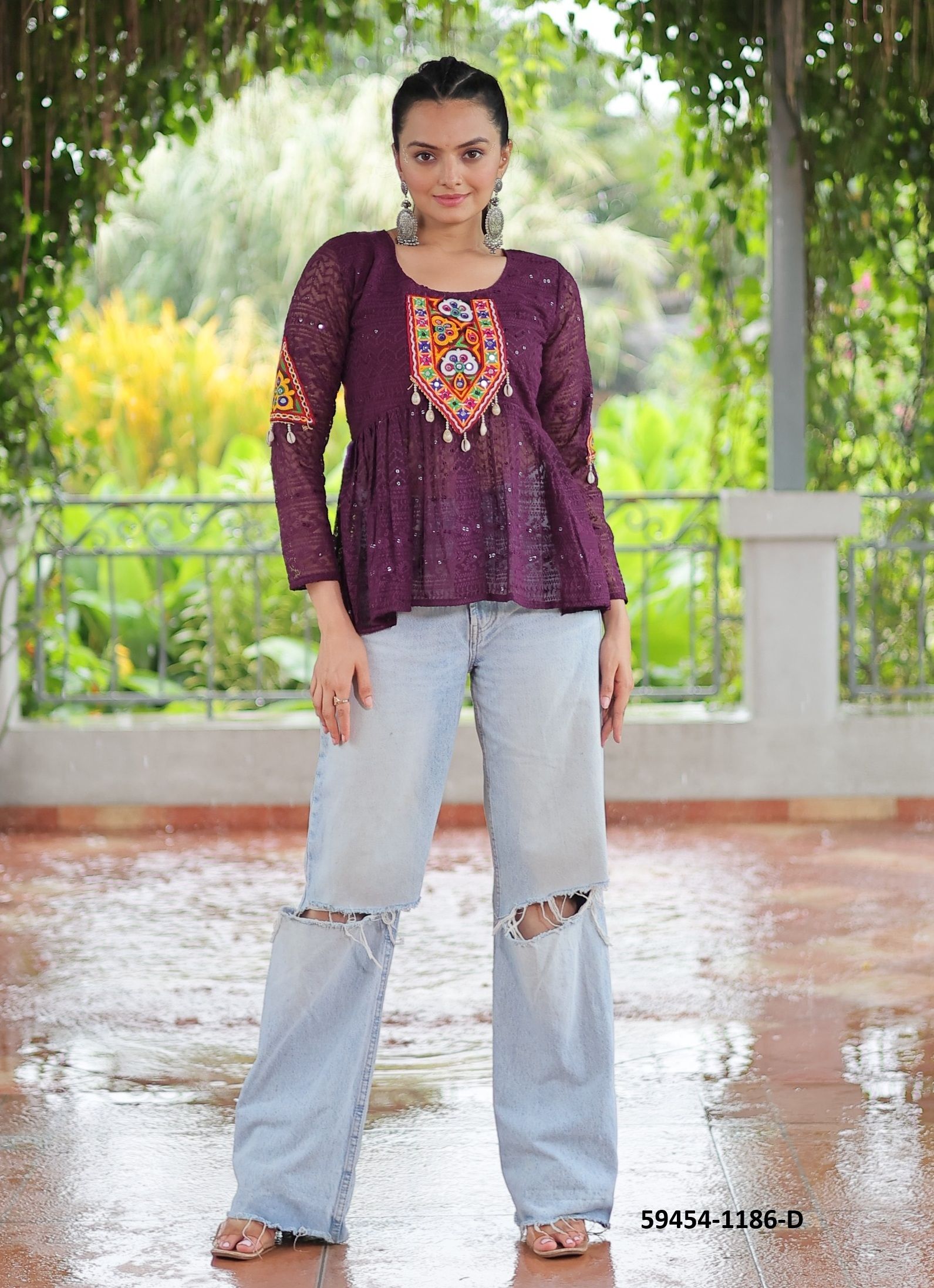 NAVRATRI GAMTHI WORK TOPS - Catalog # 59454 (Set of 5 Readymade Women's Kurtis / Tops) by Brand AABHARAN NAVRATRI GAMTHI WORK TOPS - Catalog # 59454 (Set of 5 Readymade Women's Kurtis / Tops) by Brand AABHARAN
