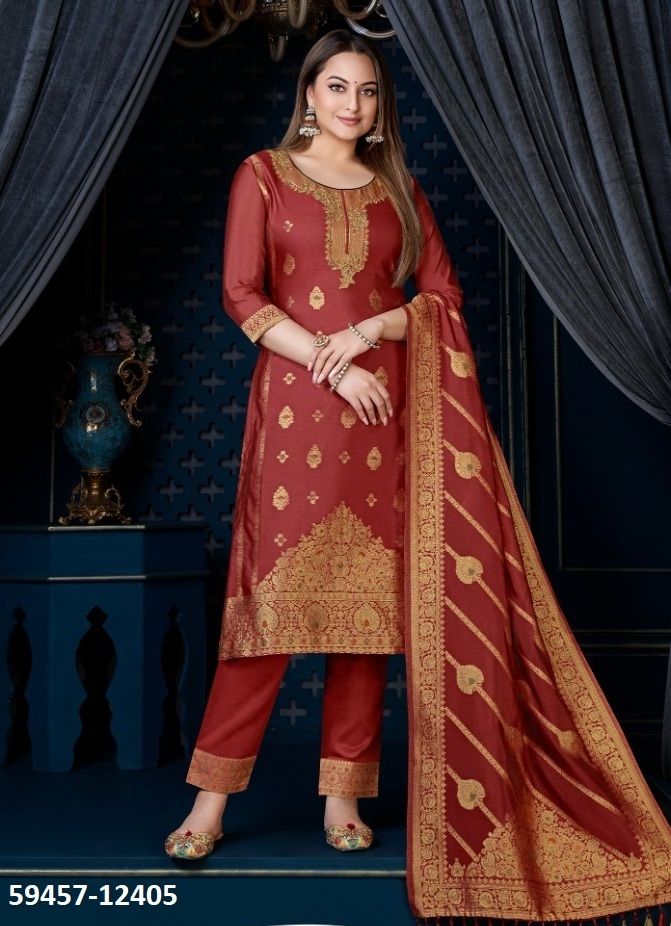 SILK KARI 3 - Catalog # 59457 (Set of 7 Readymade Salwar Suits) by Brand LILY & LALI