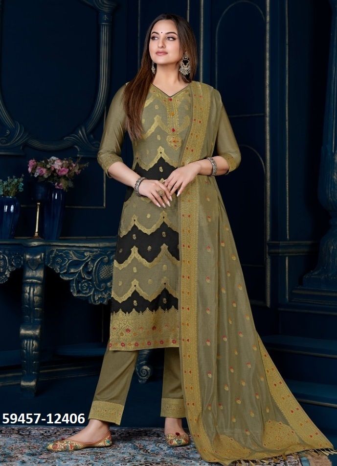 SILK KARI 3 - Catalog # 59457 (Set of 7 Readymade Salwar Suits) by Brand LILY & LALI