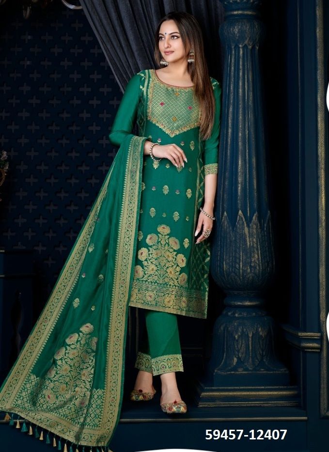SILK KARI 3 - Catalog # 59457 (Set of 7 Readymade Salwar Suits) by Brand LILY & LALI