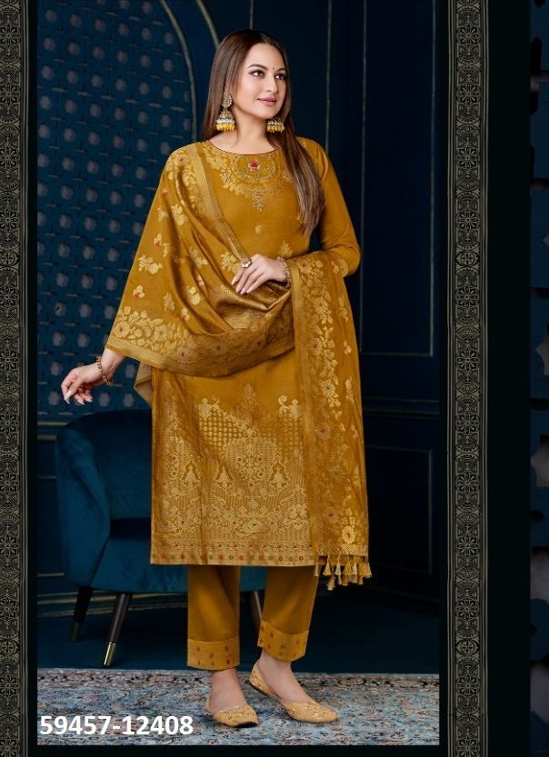 SILK KARI 3 - Catalog # 59457 (Set of 7 Readymade Salwar Suits) by Brand LILY & LALI