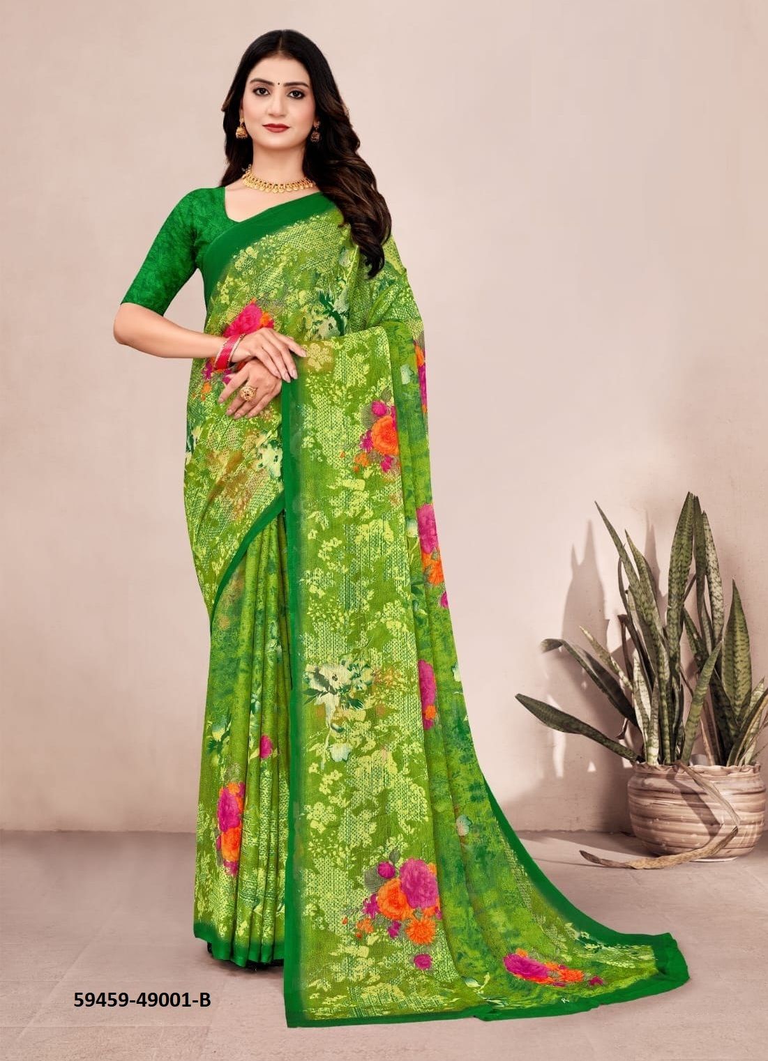STAR CHIFFON 201 - Catalog # 59459 (Set of 12 Sarees) by Brand RUCHI SAREES