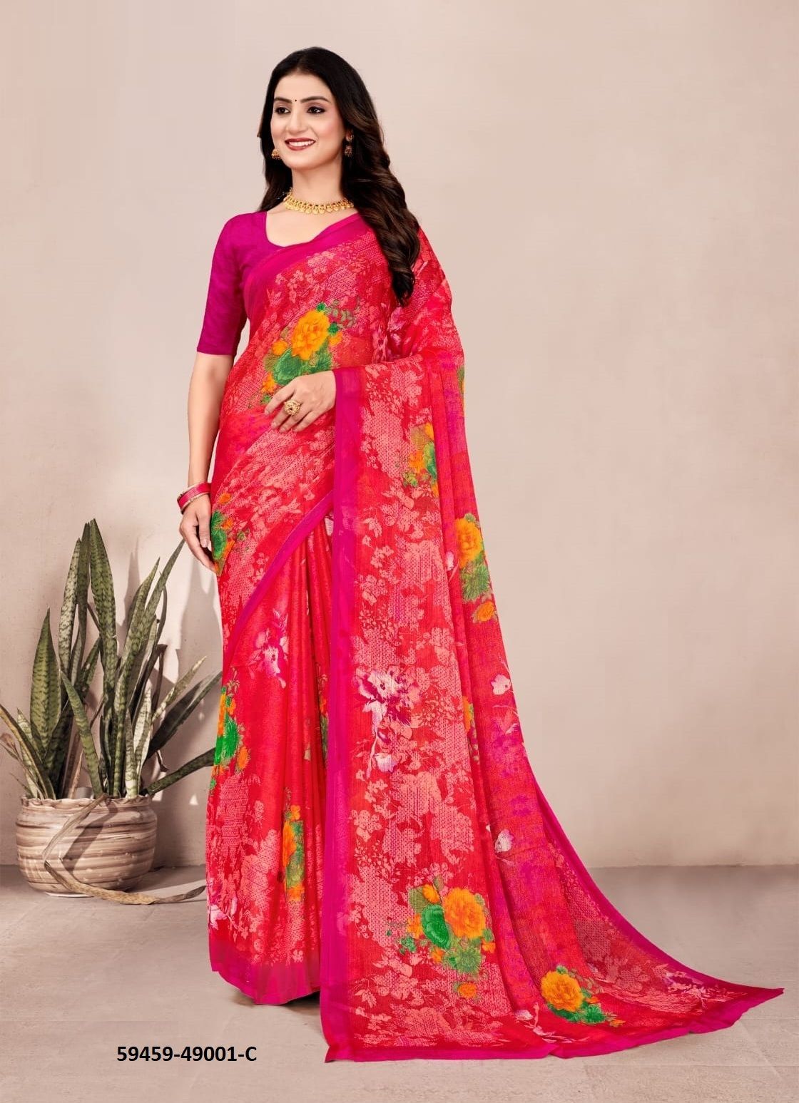 STAR CHIFFON 201 - Catalog # 59459 (Set of 12 Sarees) by Brand RUCHI SAREES