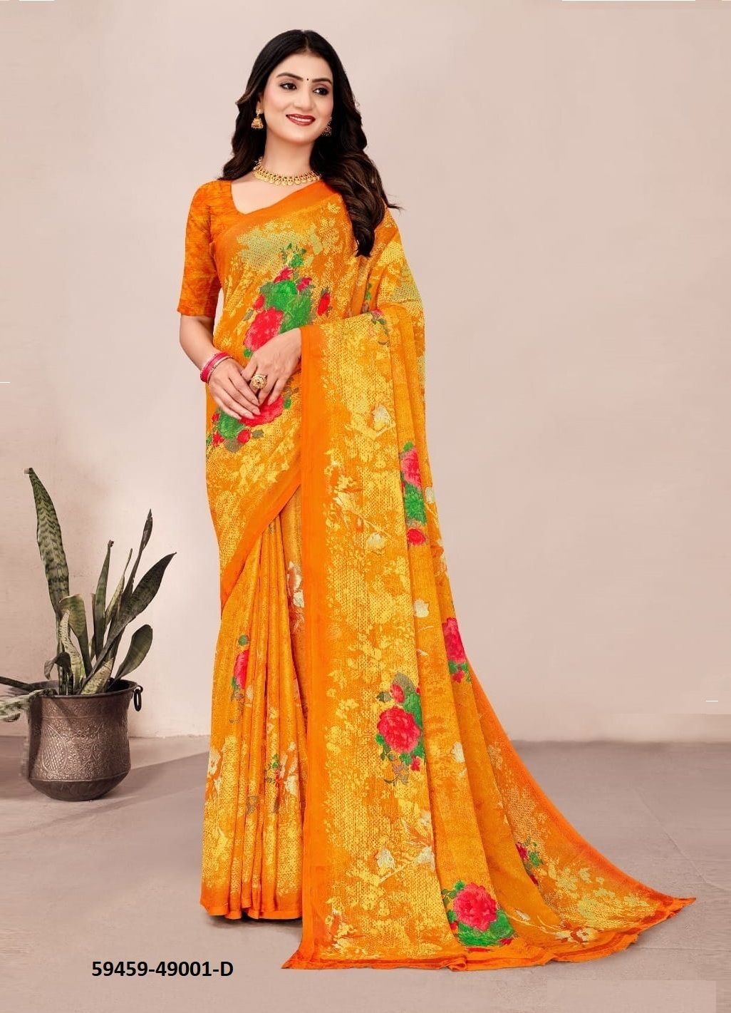 STAR CHIFFON 201 - Catalog # 59459 (Set of 12 Sarees) by Brand RUCHI SAREES
