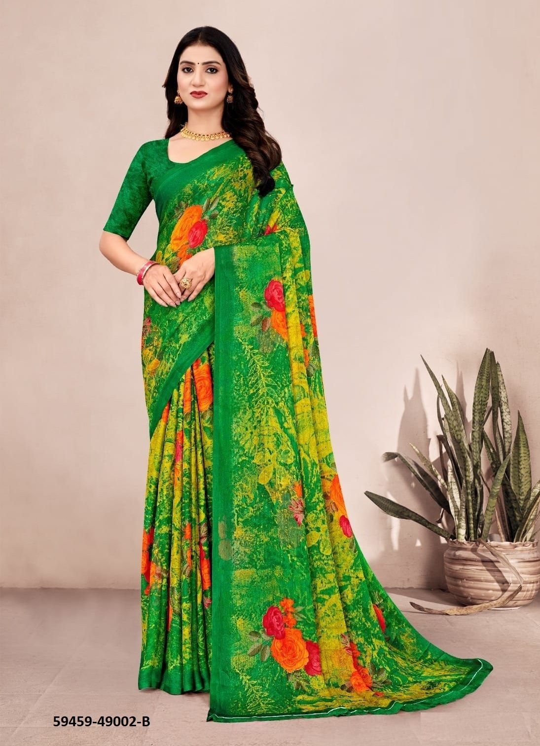 STAR CHIFFON 201 - Catalog # 59459 (Set of 12 Sarees) by Brand RUCHI SAREES