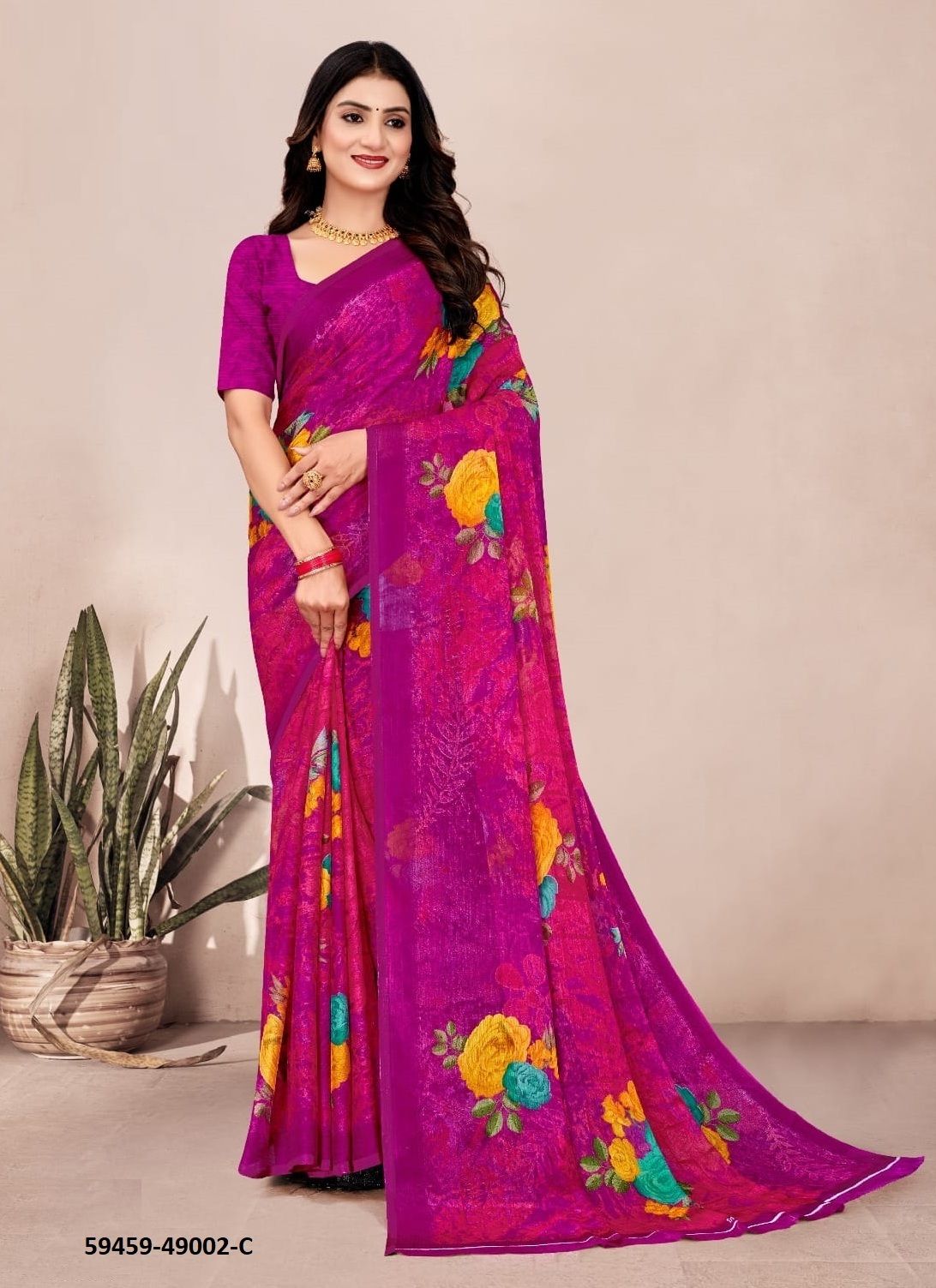 STAR CHIFFON 201 - Catalog # 59459 (Set of 12 Sarees) by Brand RUCHI SAREES