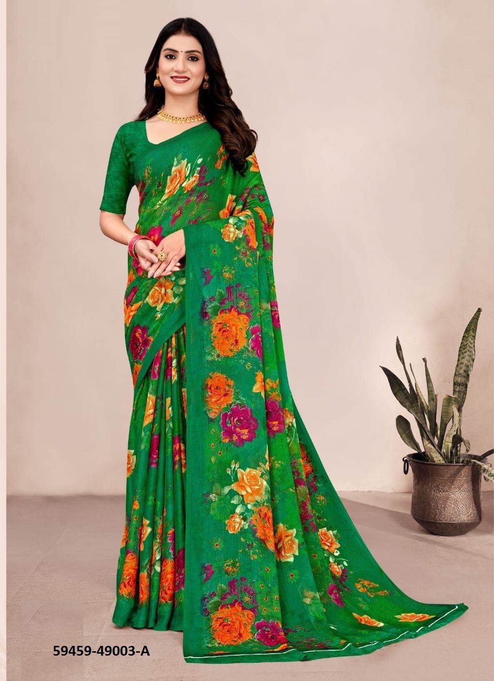 STAR CHIFFON 201 - Catalog # 59459 (Set of 12 Sarees) by Brand RUCHI SAREES