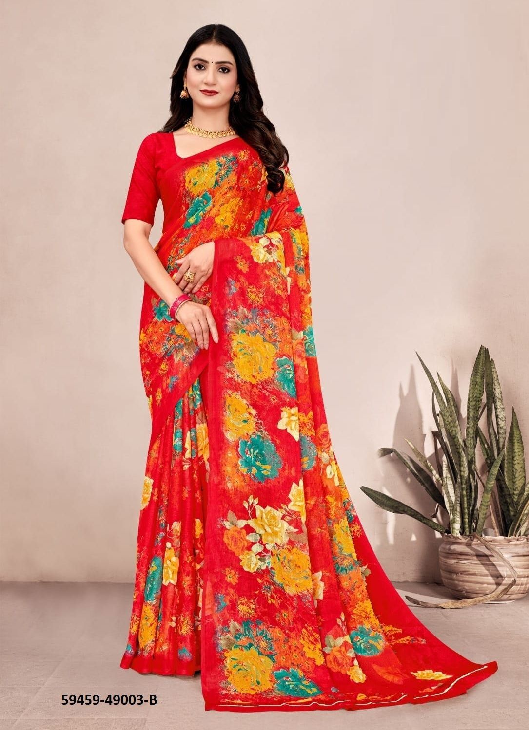 STAR CHIFFON 201 - Catalog # 59459 (Set of 12 Sarees) by Brand RUCHI SAREES