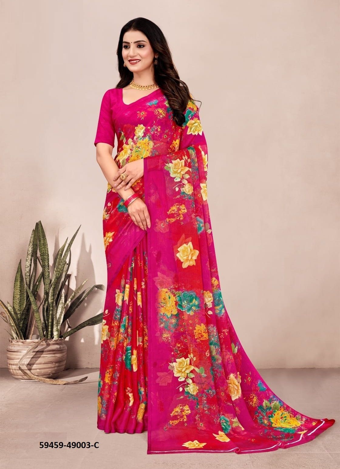 STAR CHIFFON 201 - Catalog # 59459 (Set of 12 Sarees) by Brand RUCHI SAREES