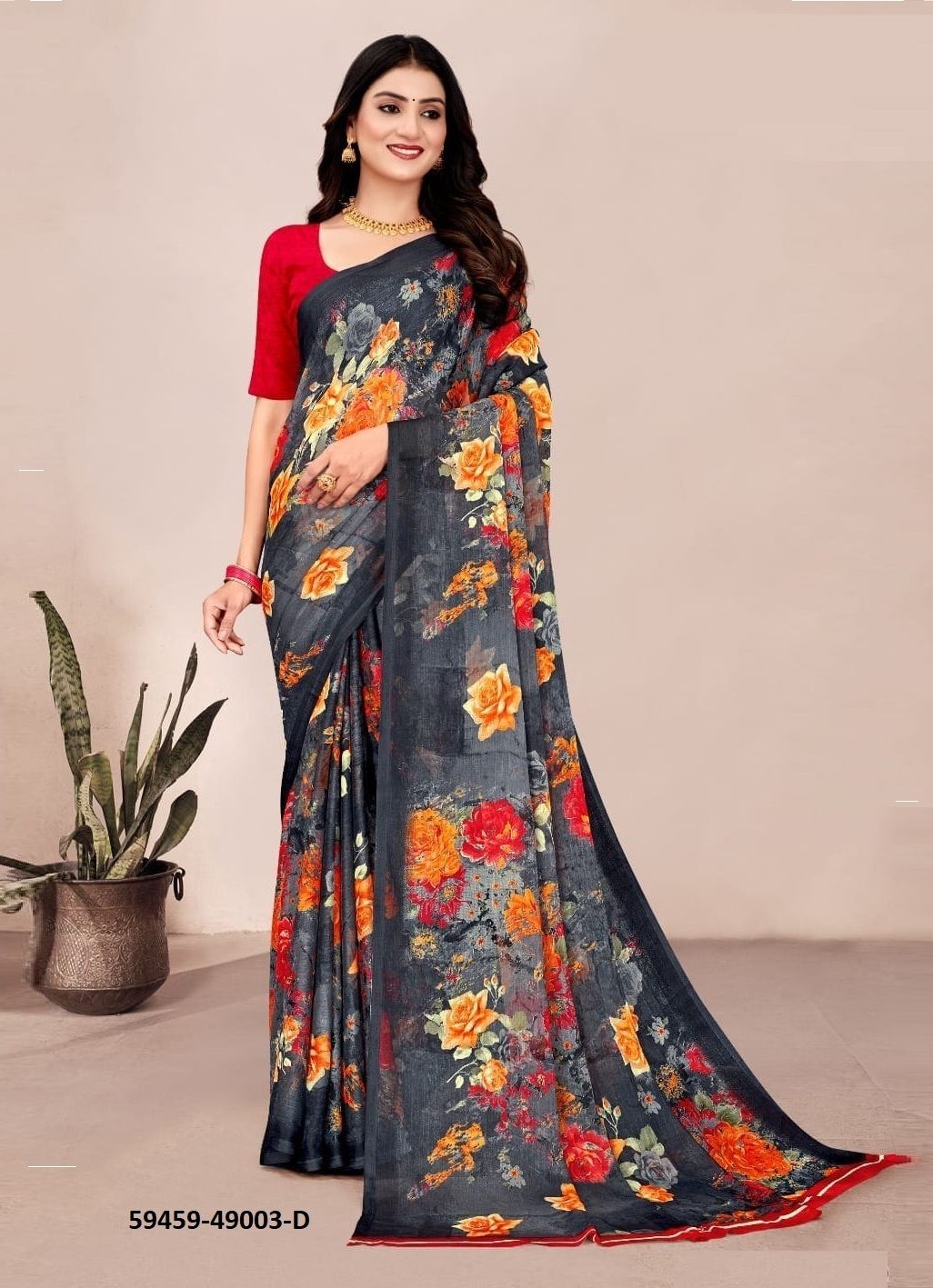 STAR CHIFFON 201 - Catalog # 59459 (Set of 12 Sarees) by Brand RUCHI SAREES