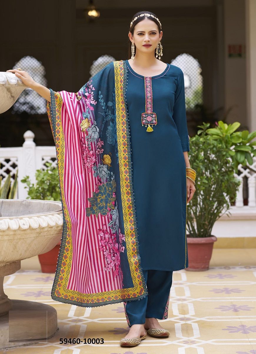 VIDISHA 10 - Catalog # 59460 (Set of 6 Readymade Salwar Suits) by Brand KARISSA