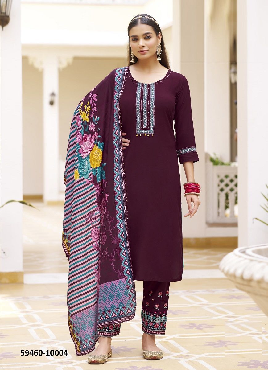 VIDISHA 10 - Catalog # 59460 (Set of 6 Readymade Salwar Suits) by Brand KARISSA