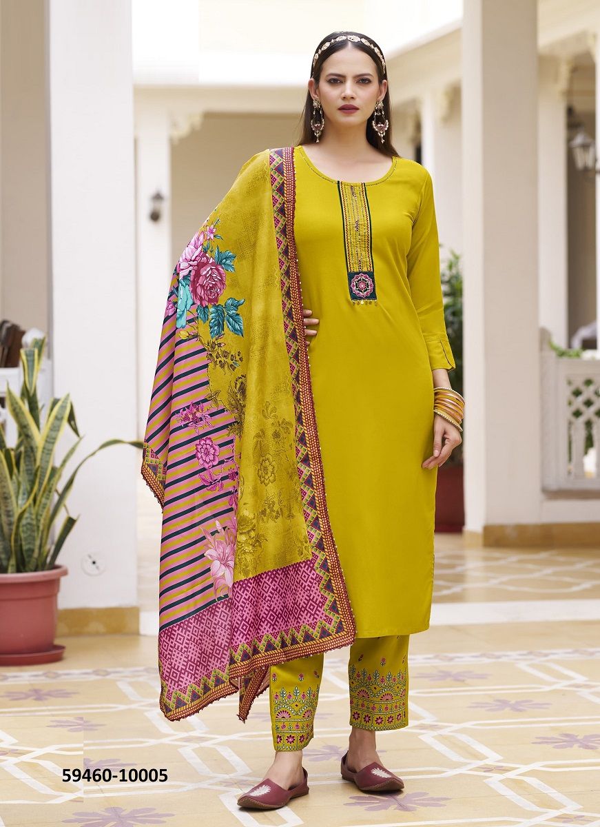 VIDISHA 10 - Catalog # 59460 (Set of 6 Readymade Salwar Suits) by Brand KARISSA