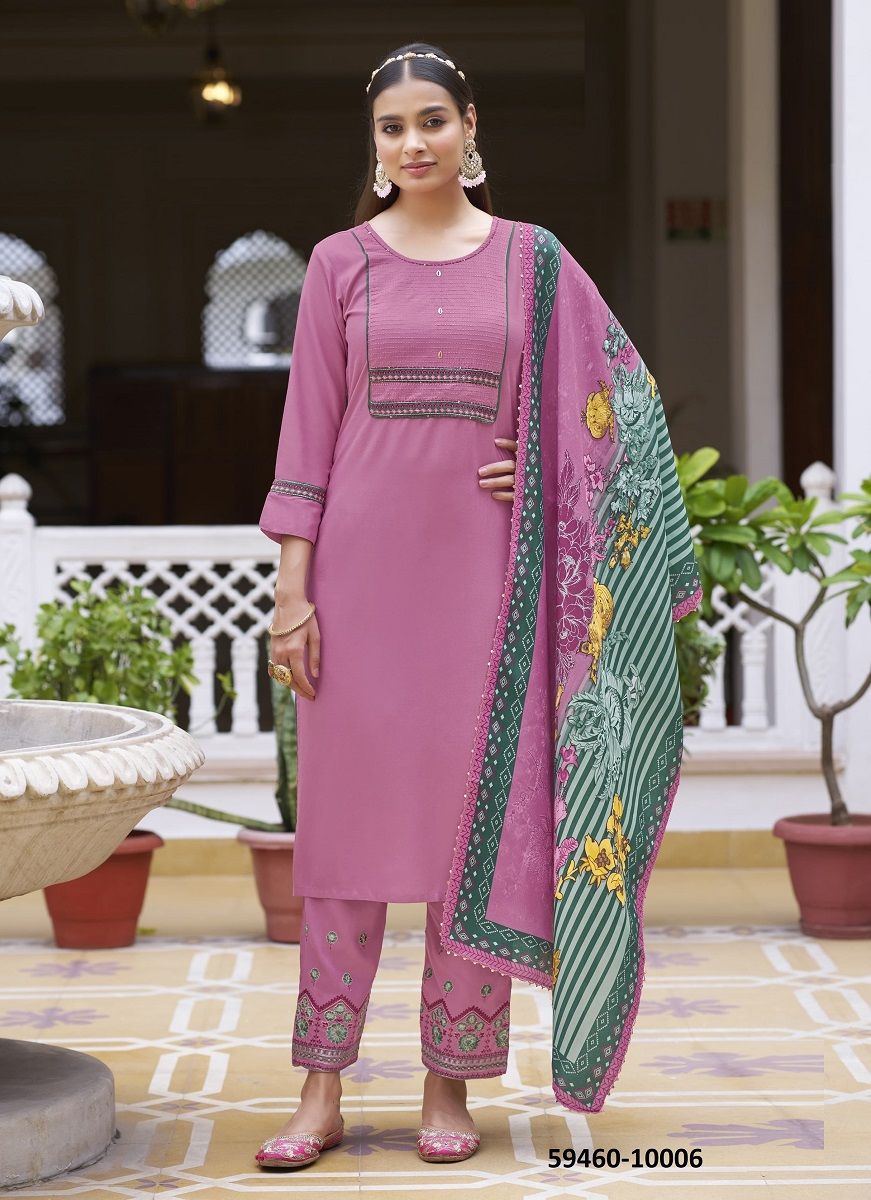 VIDISHA 10 - Catalog # 59460 (Set of 6 Readymade Salwar Suits) by Brand KARISSA