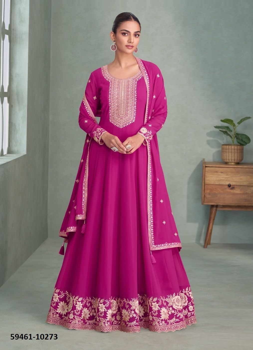 PURVA - Catalog # 59461 (Set of 4 Readymade Gowns) by Brand AASHIRWAD PURVA - Catalog # 59461 (Set of 4 Readymade Gowns) by Brand AASHIRWAD