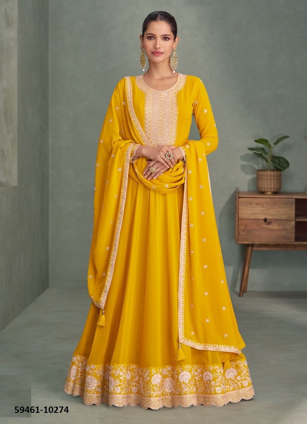 PURVA - Catalog # 59461 (Set of 4 Readymade Gowns) by Brand AASHIRWAD PURVA - Catalog # 59461 (Set of 4 Readymade Gowns) by Brand AASHIRWAD