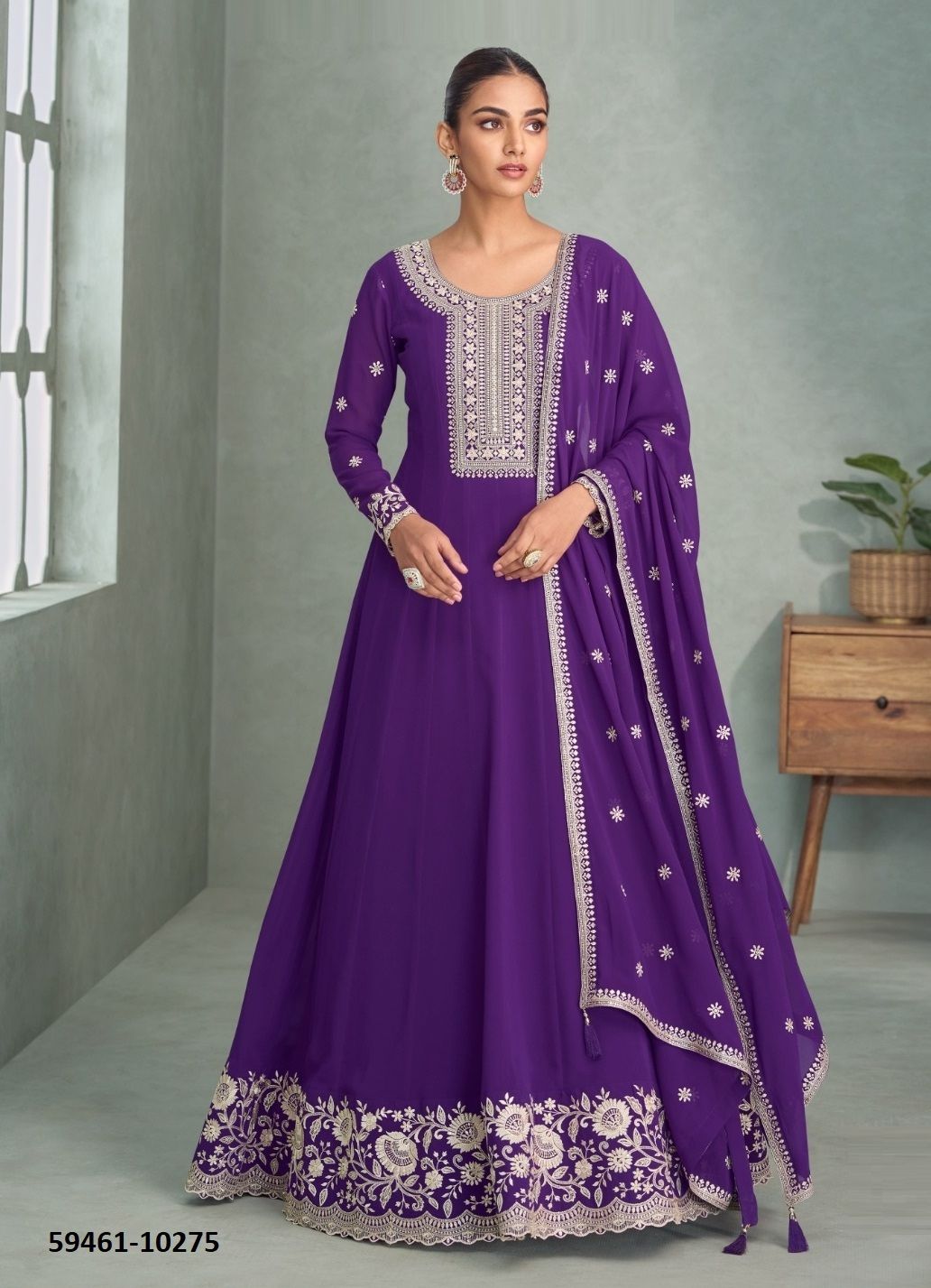 PURVA - Catalog # 59461 (Set of 4 Readymade Gowns) by Brand AASHIRWAD PURVA - Catalog # 59461 (Set of 4 Readymade Gowns) by Brand AASHIRWAD