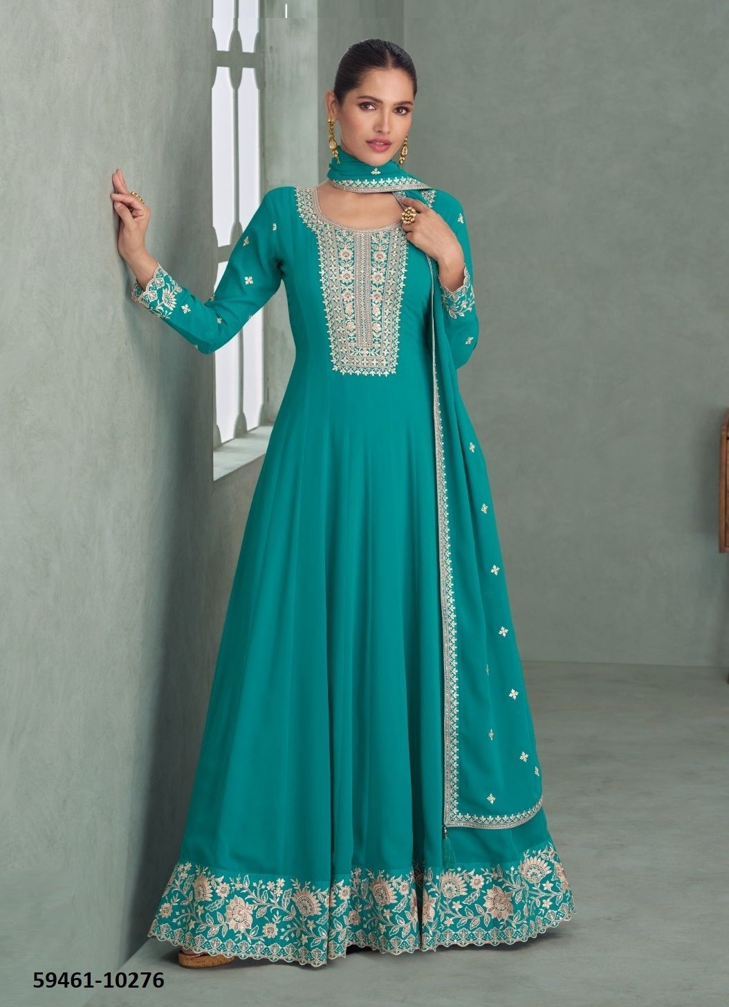 PURVA - Catalog # 59461 (Set of 4 Readymade Gowns) by Brand AASHIRWAD PURVA - Catalog # 59461 (Set of 4 Readymade Gowns) by Brand AASHIRWAD