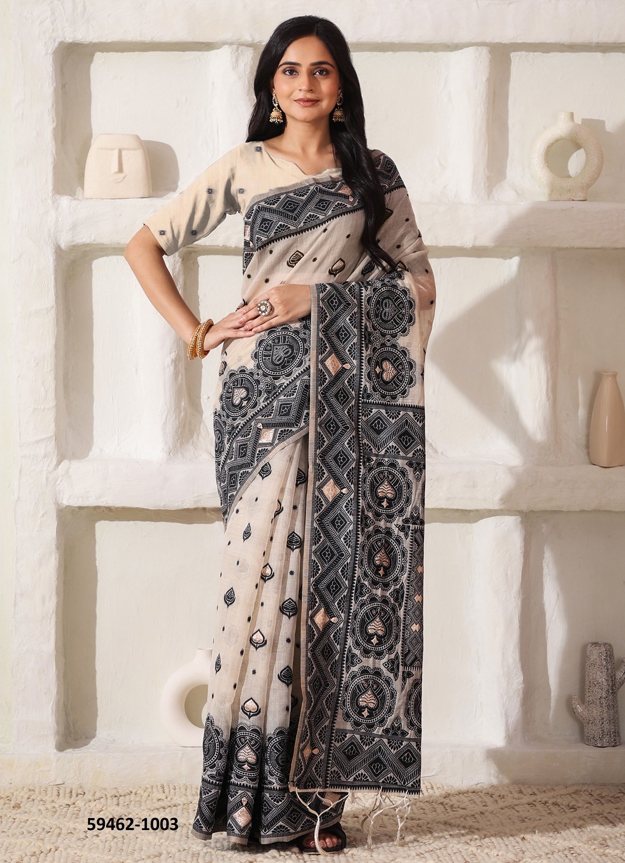 CHARCOAL CHARM - Catalog # 59462 (Set of 6 Sarees) by Brand AABHARAN