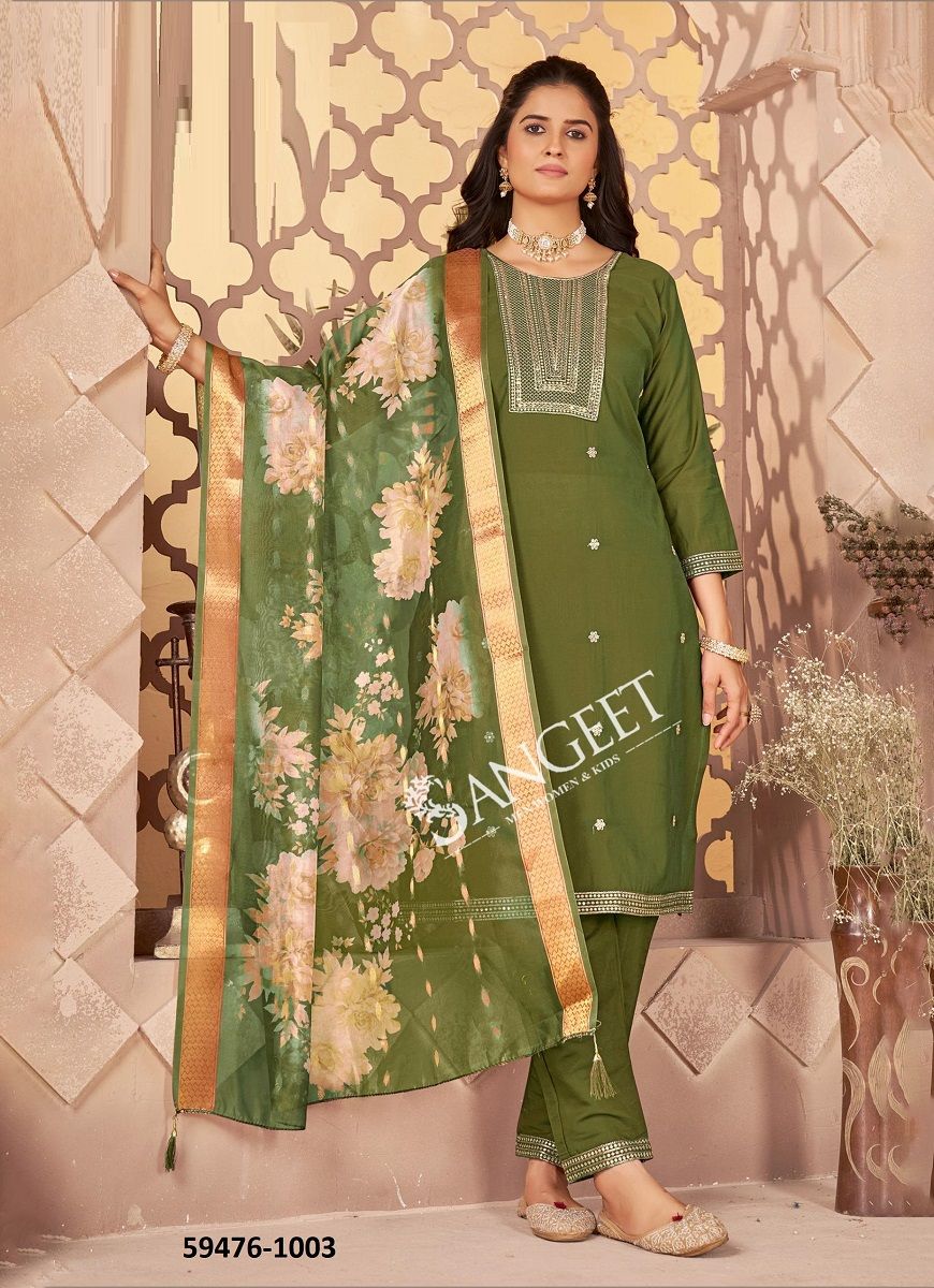 ROMIYO - Catalog # 59476 (Set of 6 Readymade Salwar Suits) by Brand SANGEET