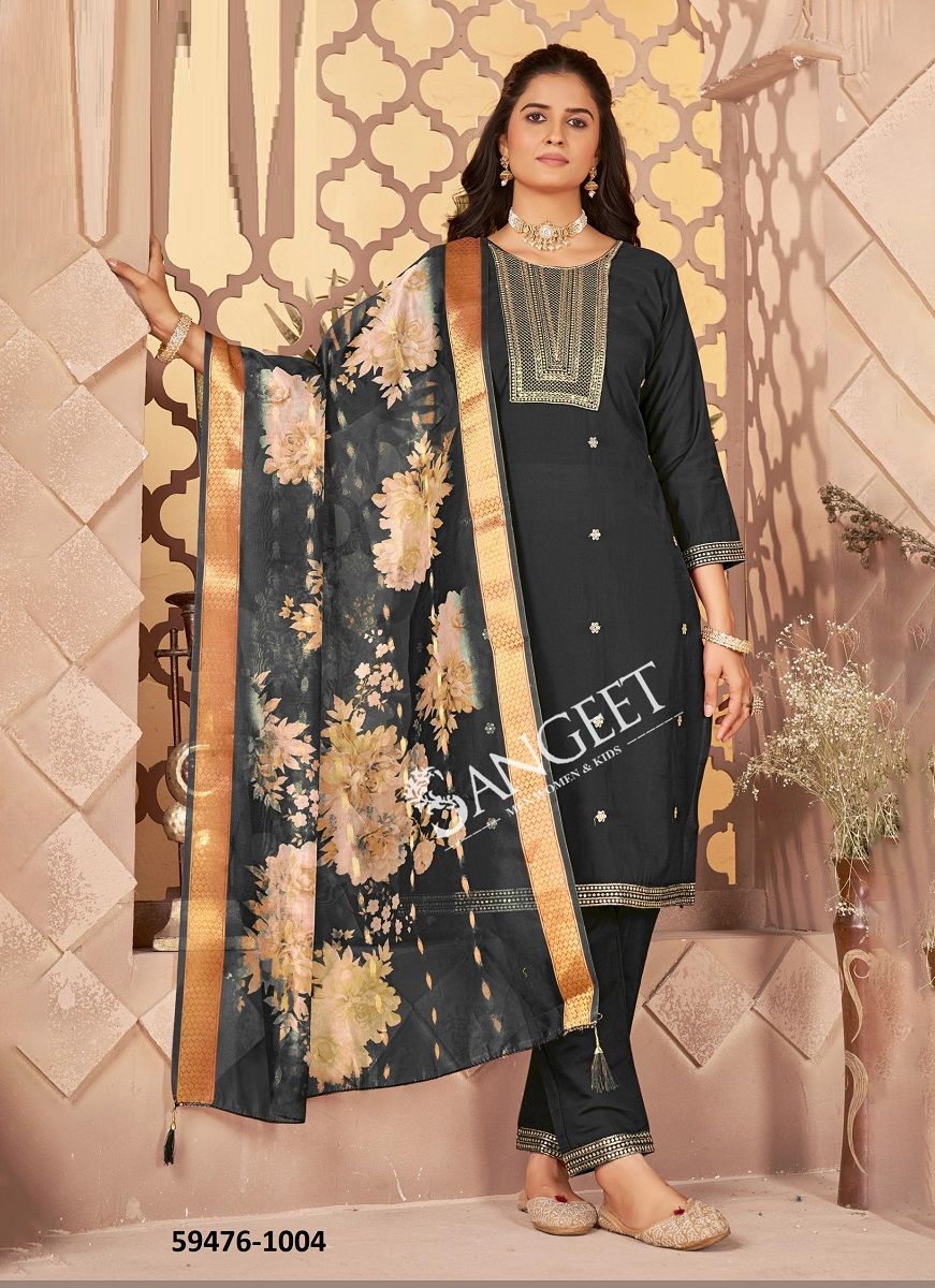 ROMIYO - Catalog # 59476 (Set of 6 Readymade Salwar Suits) by Brand SANGEET