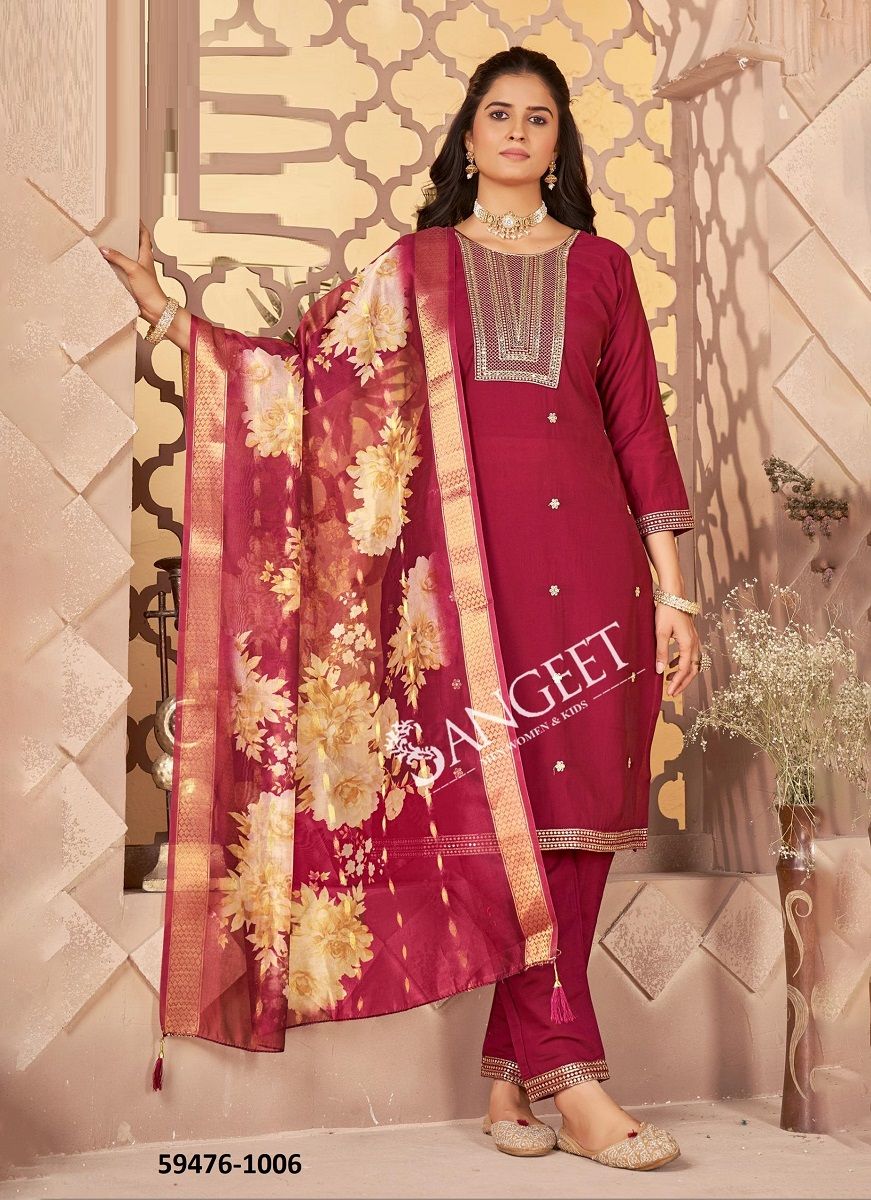ROMIYO - Catalog # 59476 (Set of 6 Readymade Salwar Suits) by Brand SANGEET