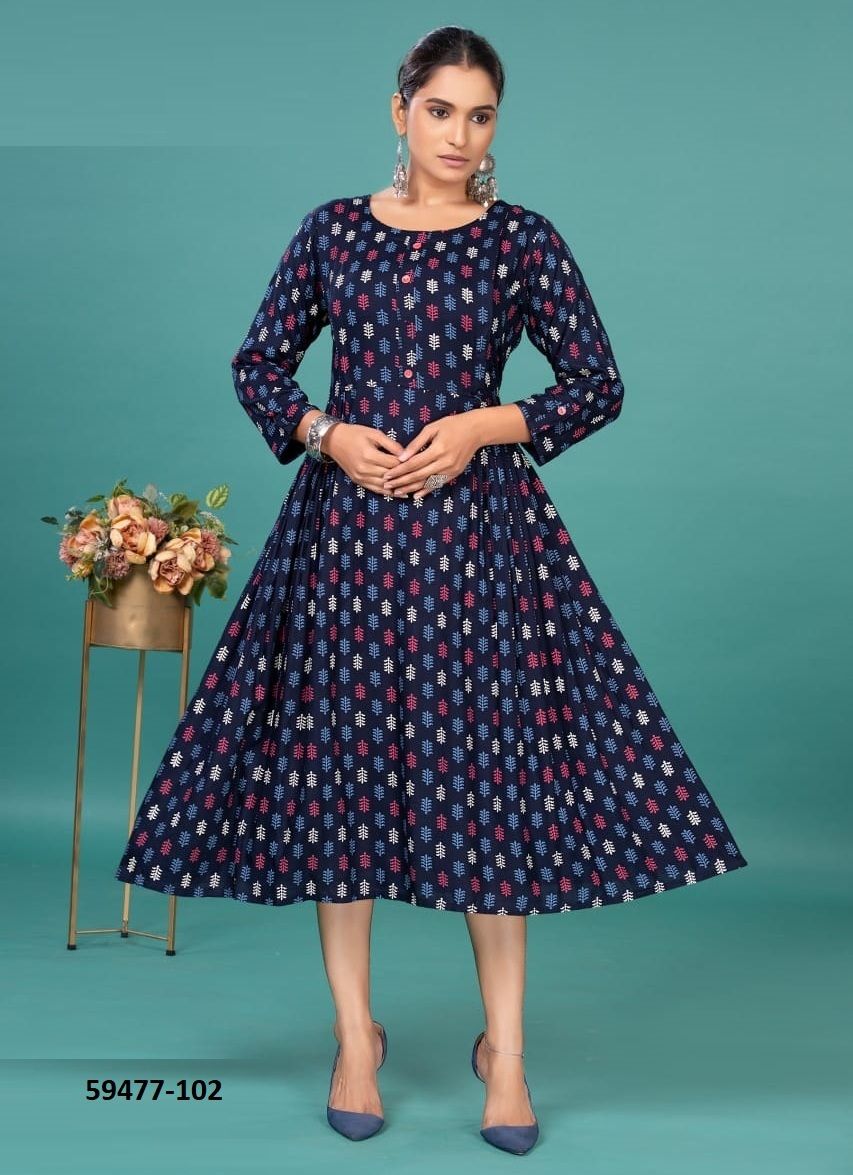 BEAUTY QUEEN - Catalog # 59477 (Set of 6 Readymade Women's Kurtis / Tops) by Brand DEE CEE