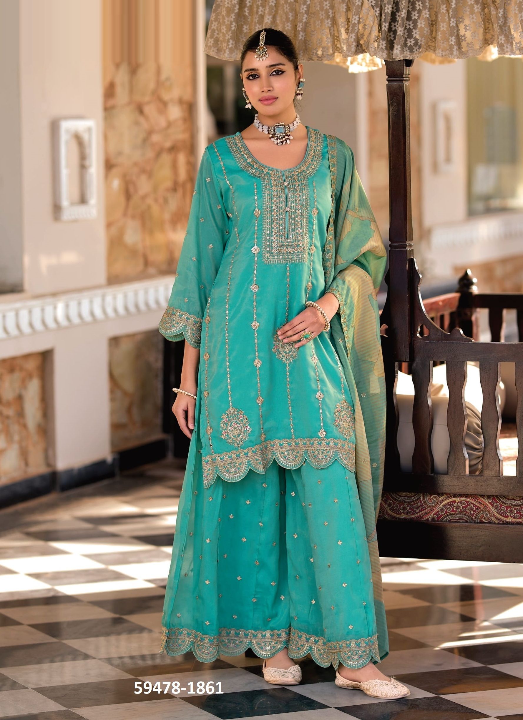 DIYA - Catalog # 59478 (Set of 2 Readymade Salwar Suits) by Brand EBA LIFESTYLE