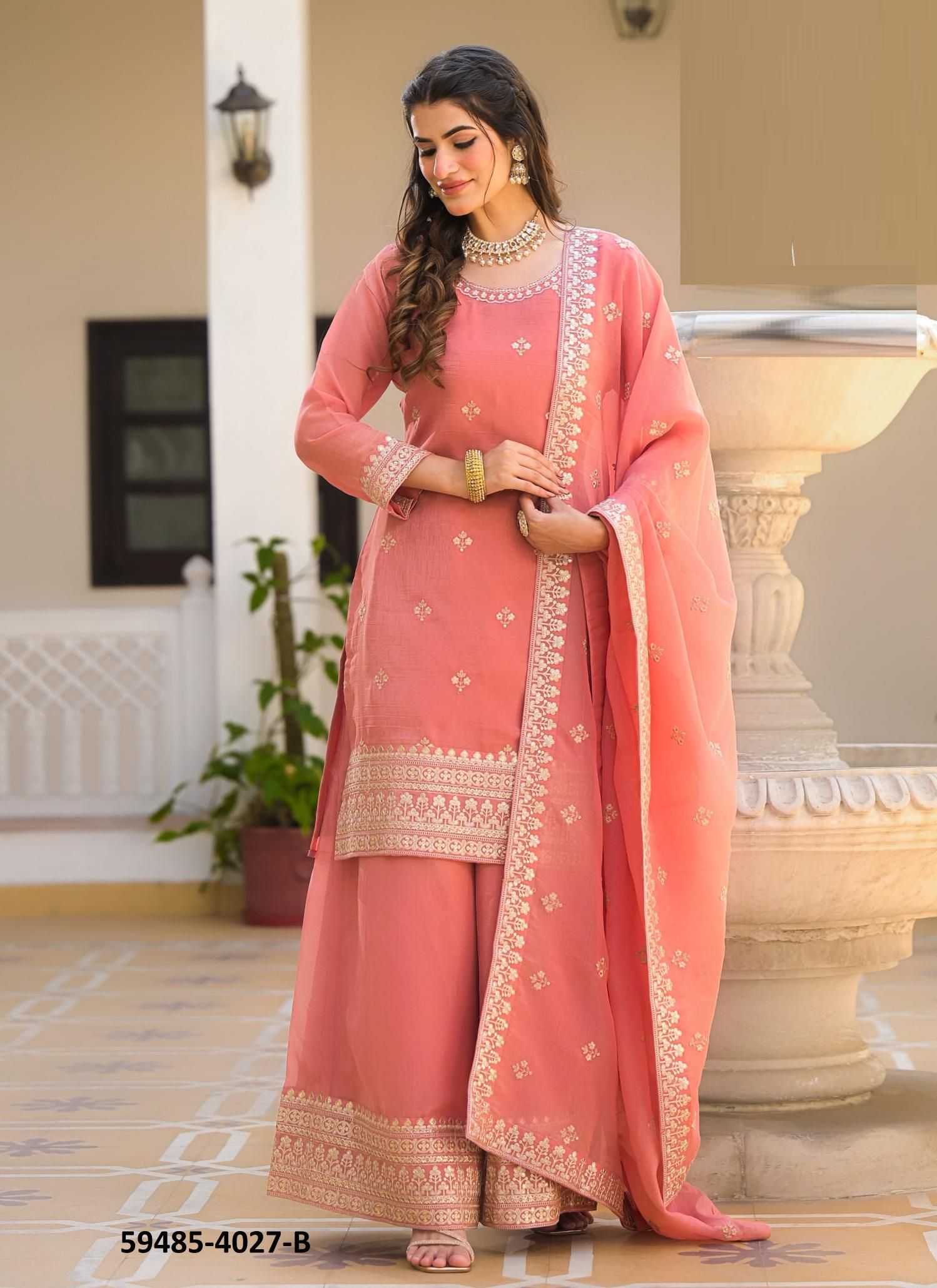 KASHAF - Catalog # 59485 (Set of 4 SIZE-SETS [Readymade Salwar Suits]) by Brand AFSANA